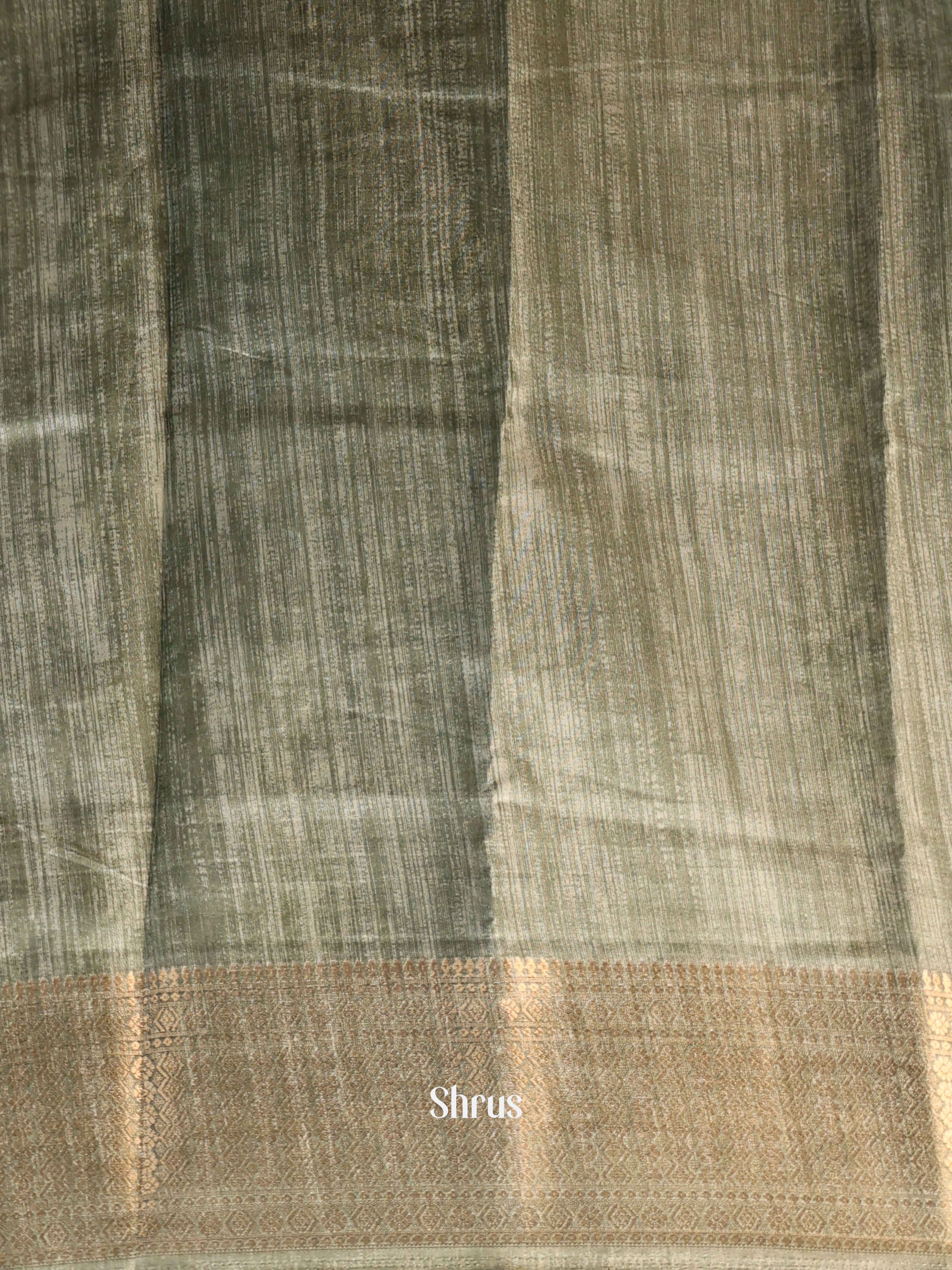 Cream & Green - Semi Crepe Saree - Shop on Shrus.com