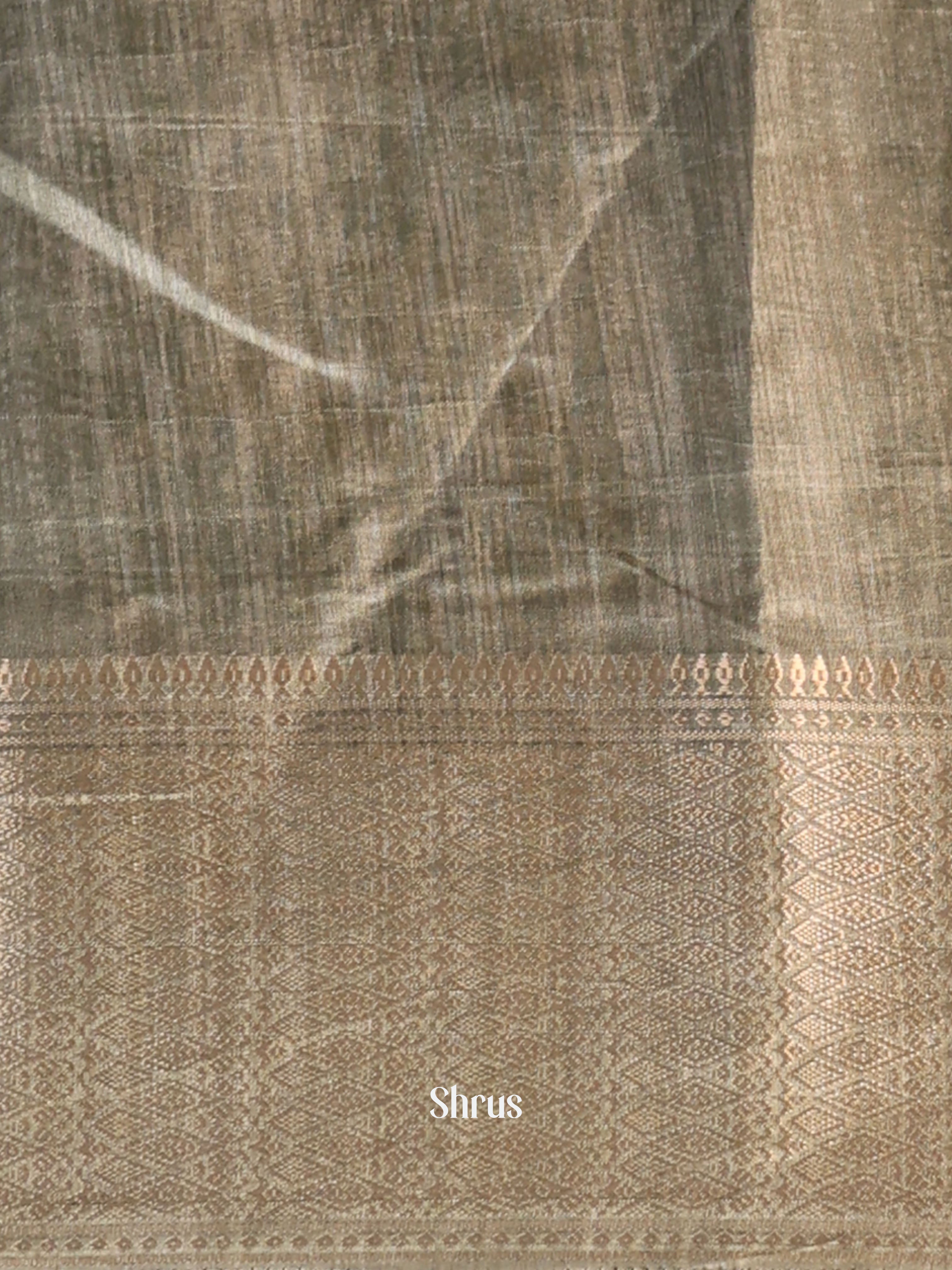 Cream & Grey - Semi Crepe Saree - Shop on Shrus.com