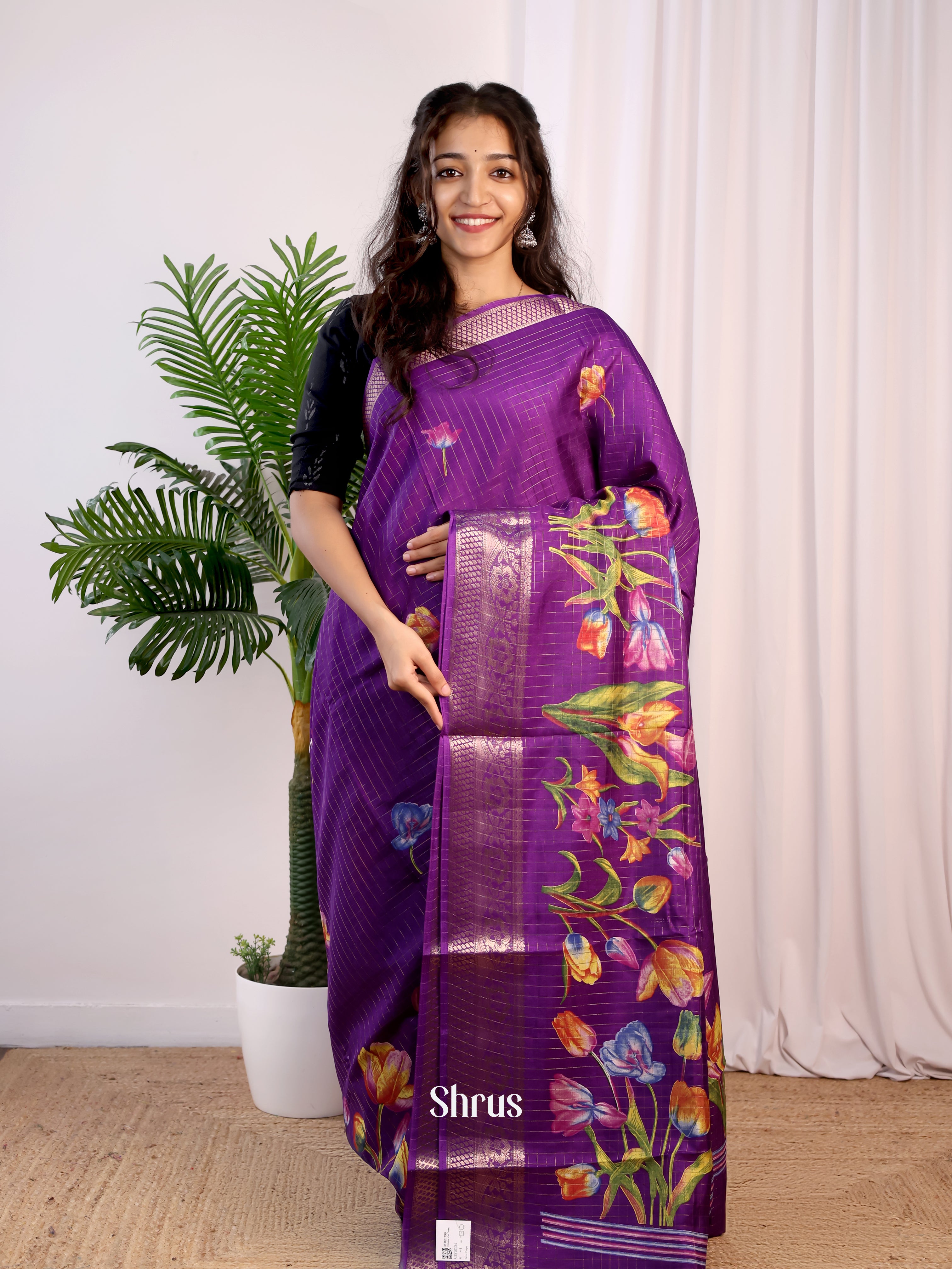 CJS10134 - Semi Crepe Saree - Shop on Shrus.com