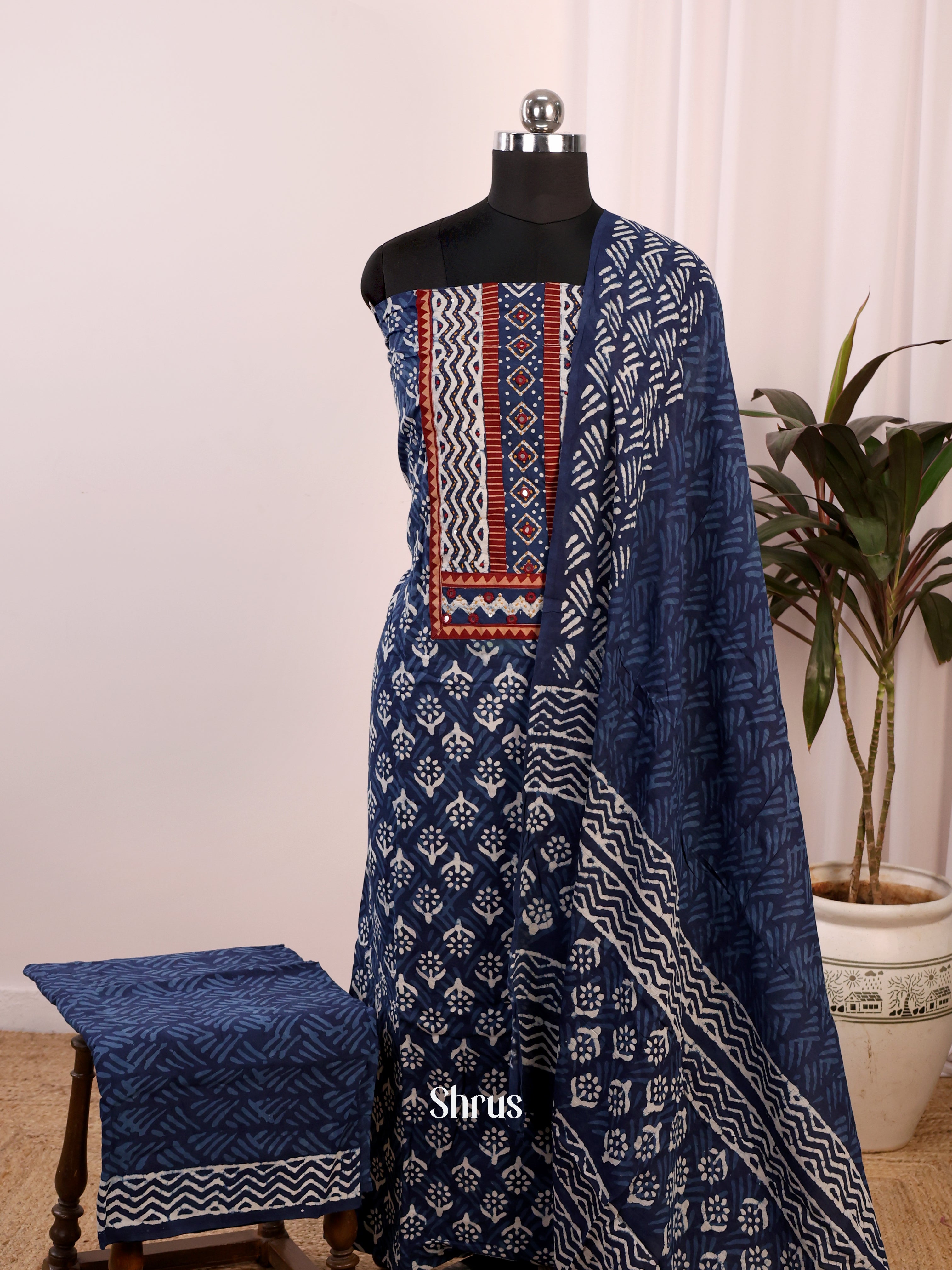 Blue - Cotton salwar - Shop on Shrus.com