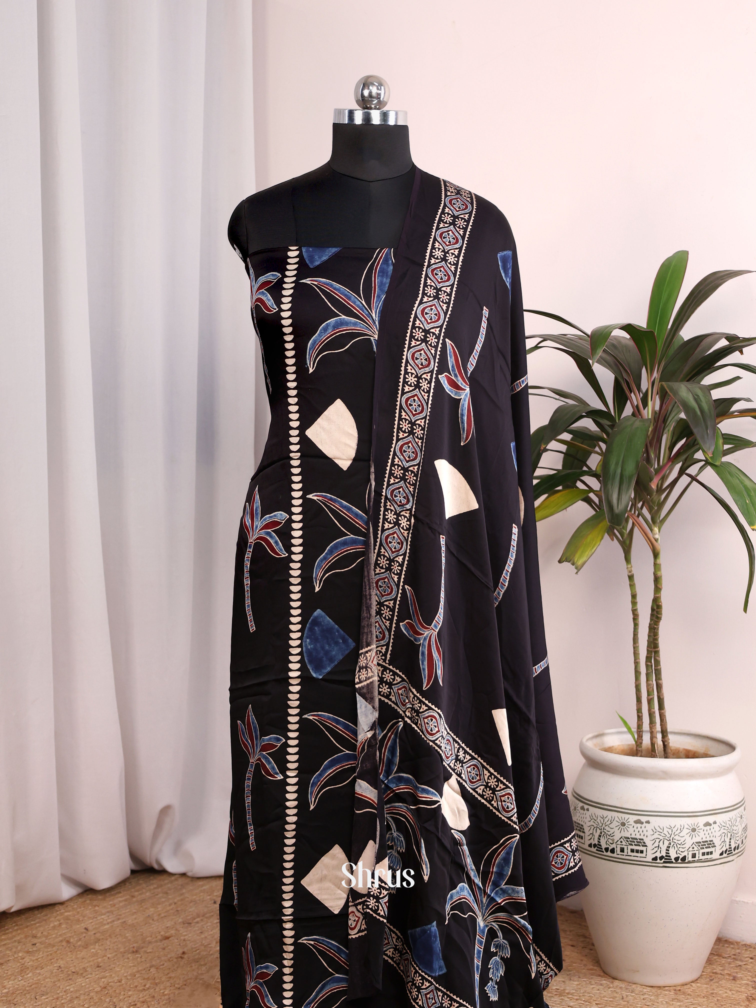Black - Modal Salwar Unstitch - Shop on Shrus.com