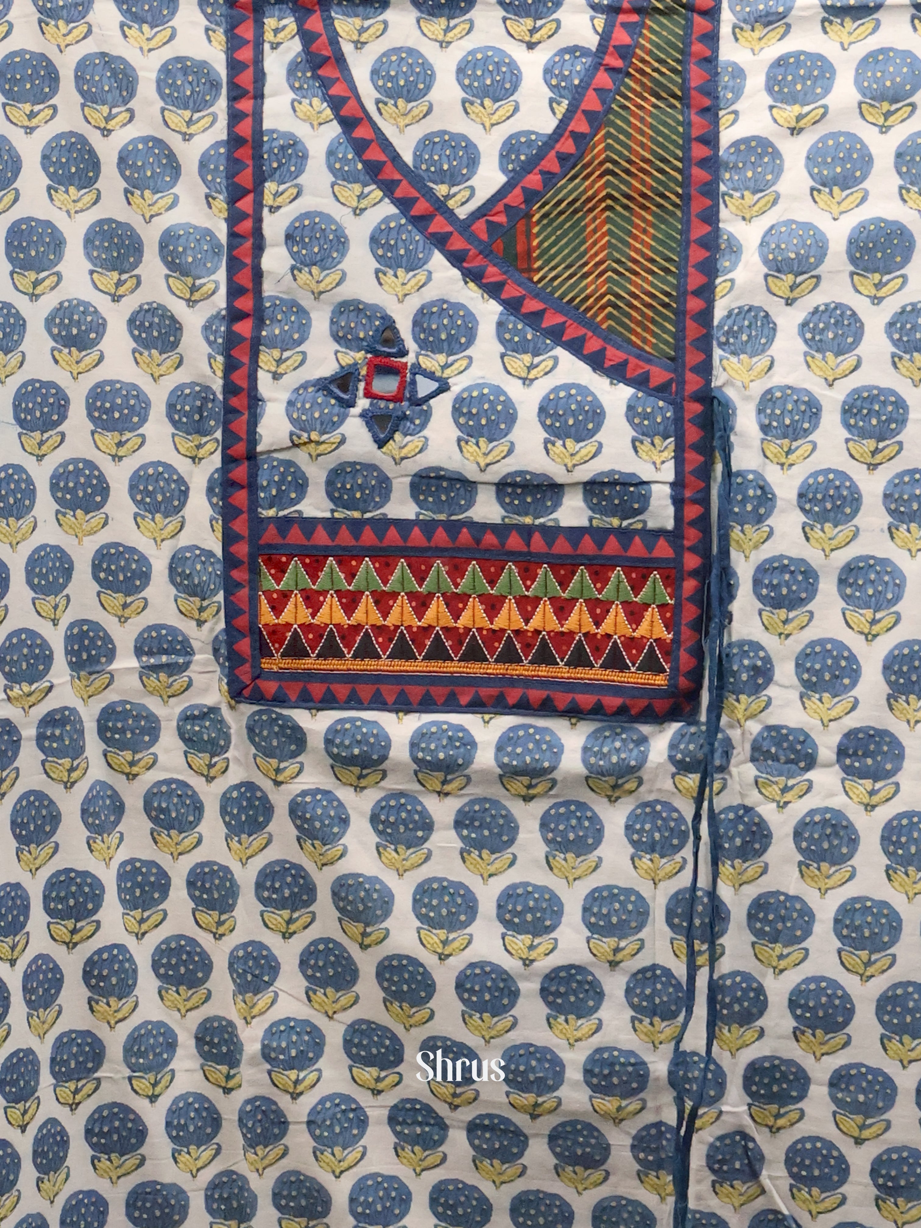 Cream & Blue - Cotton salwar - Shop on Shrus.com