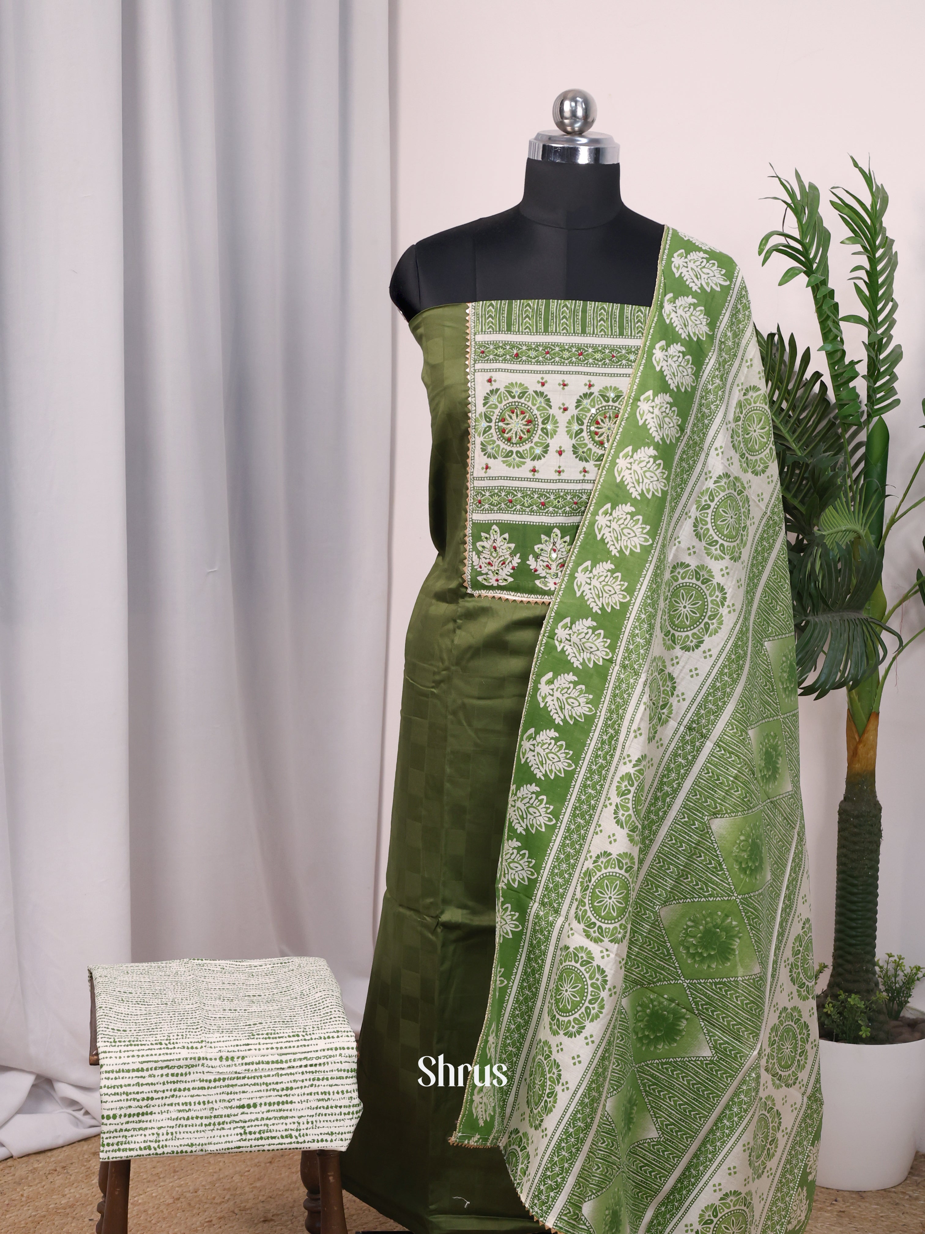 Green & Cream - Cotton salwar - Shop on Shrus.com
