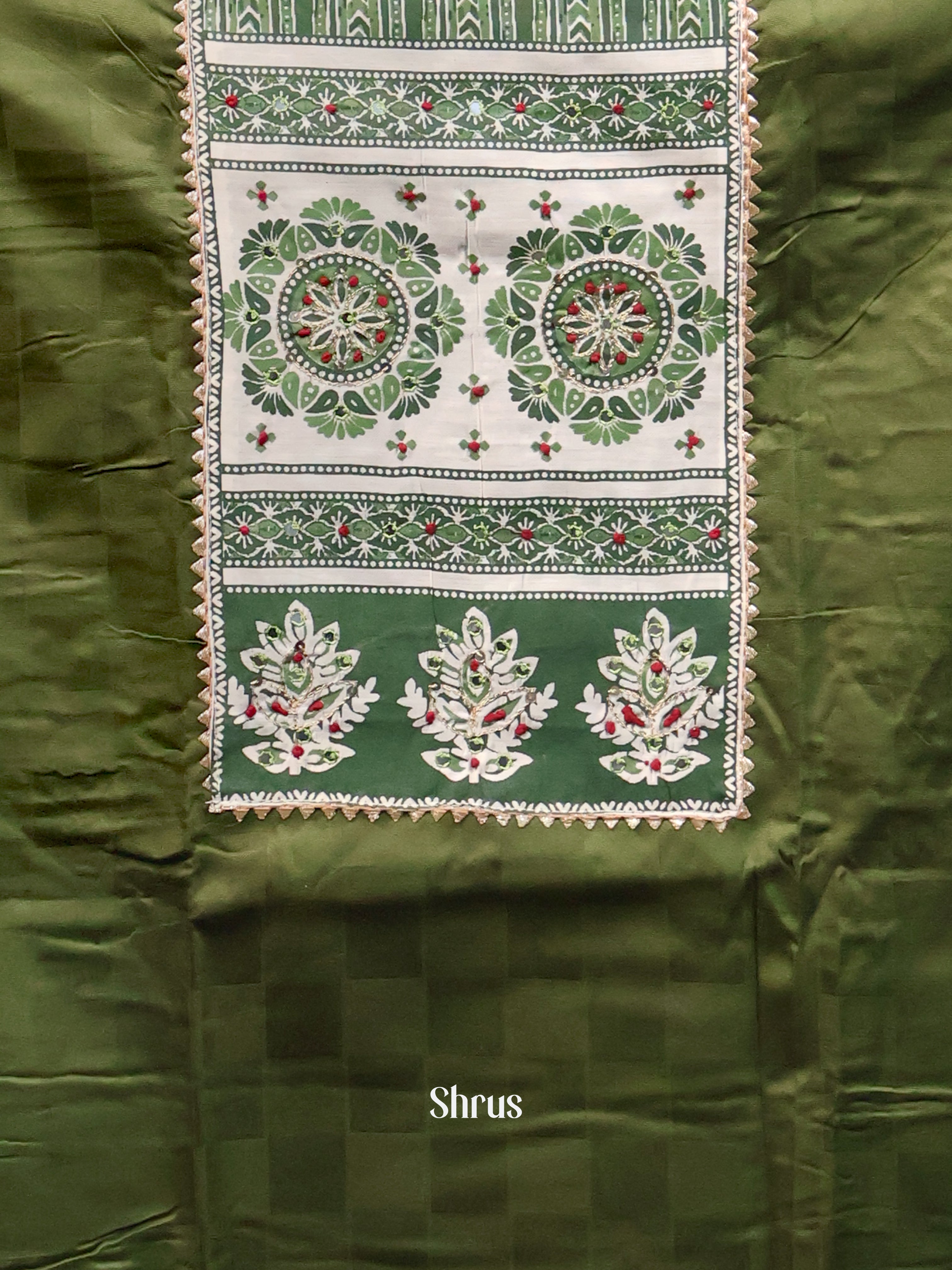 Green & Cream- Cotton salwar - Shop on Shrus.com