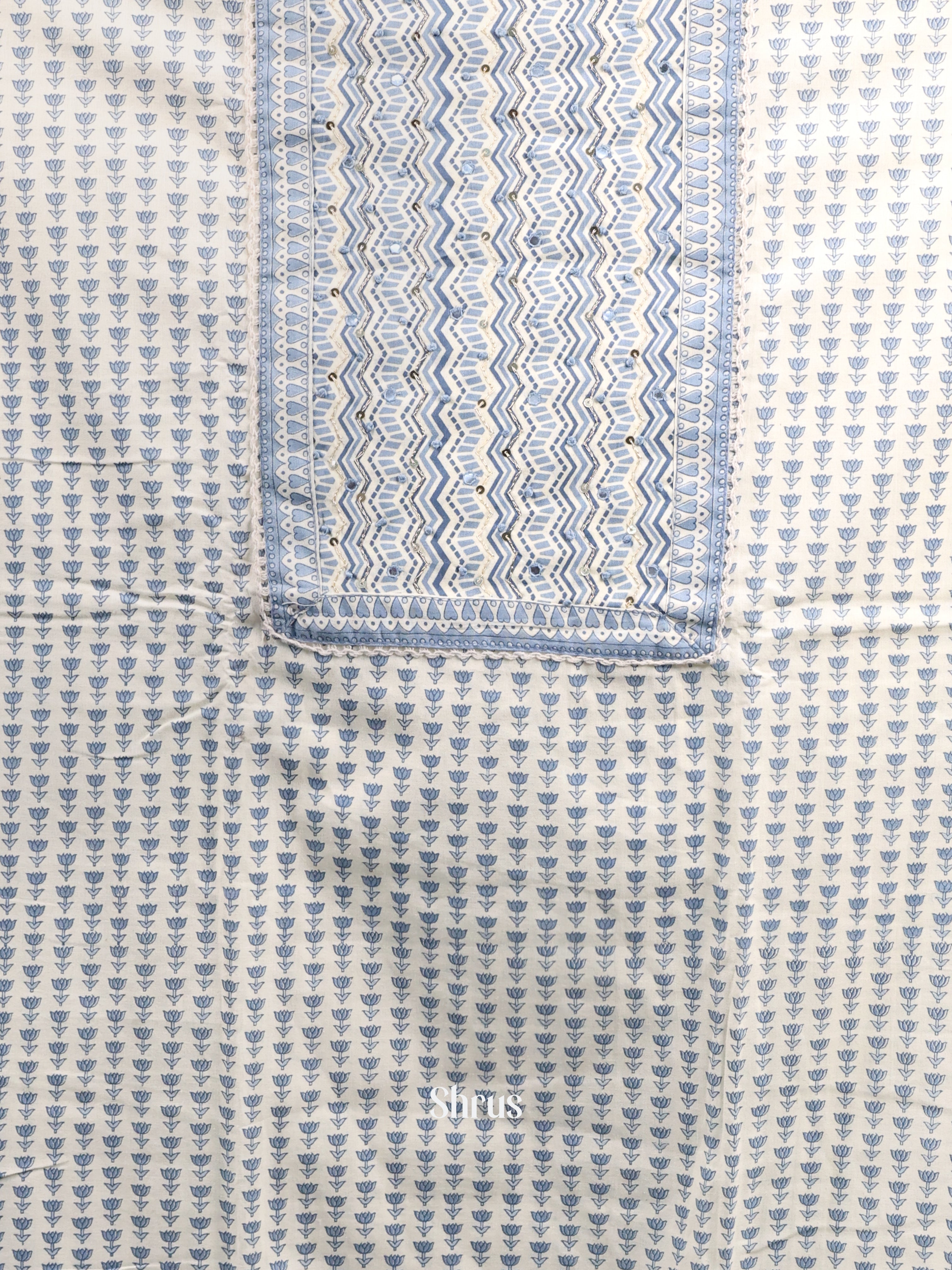 Cream & Blue- Cotton salwar - Shop on Shrus.com