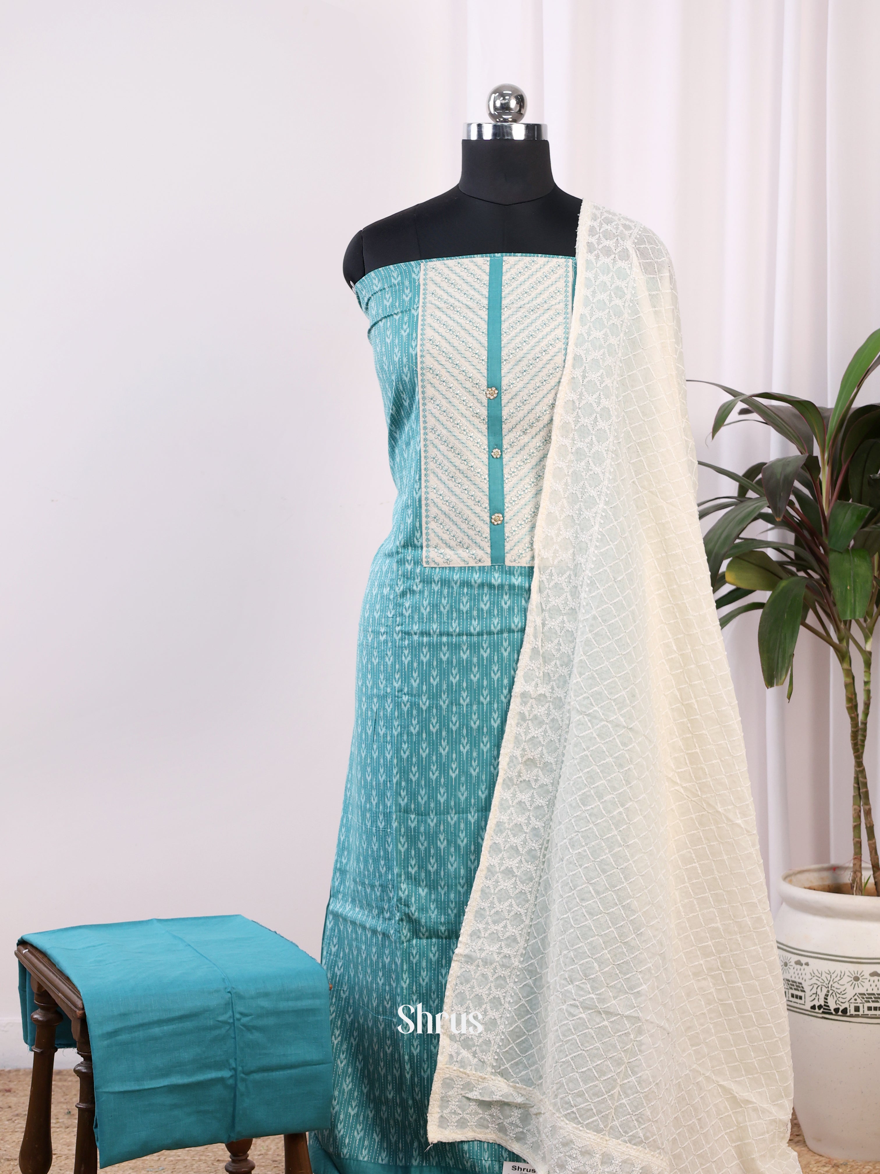 Blue & White - Cotton salwar - Shop on Shrus.com