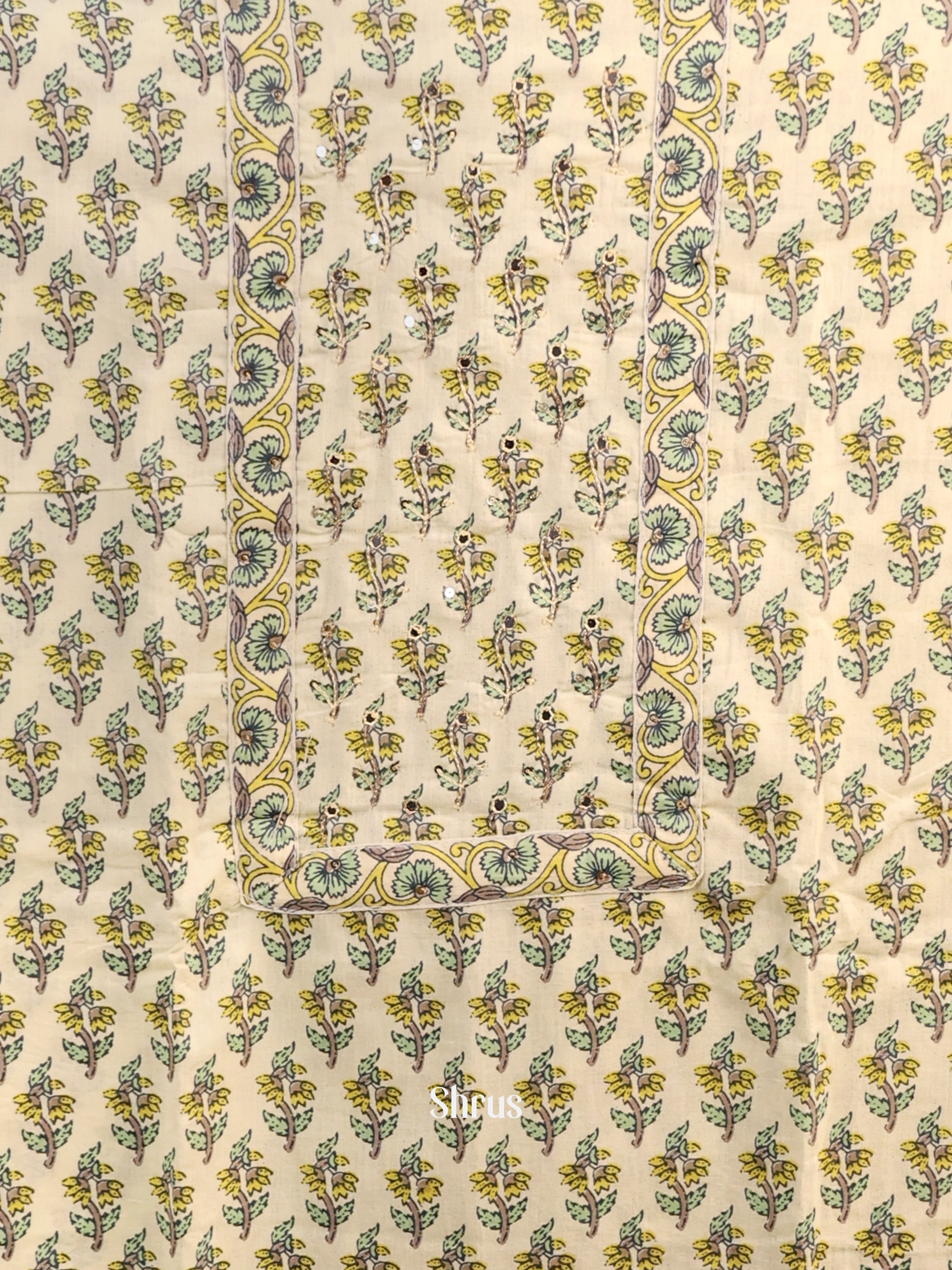 Cream & Green - Cotton salwar - Shop on Shrus.com