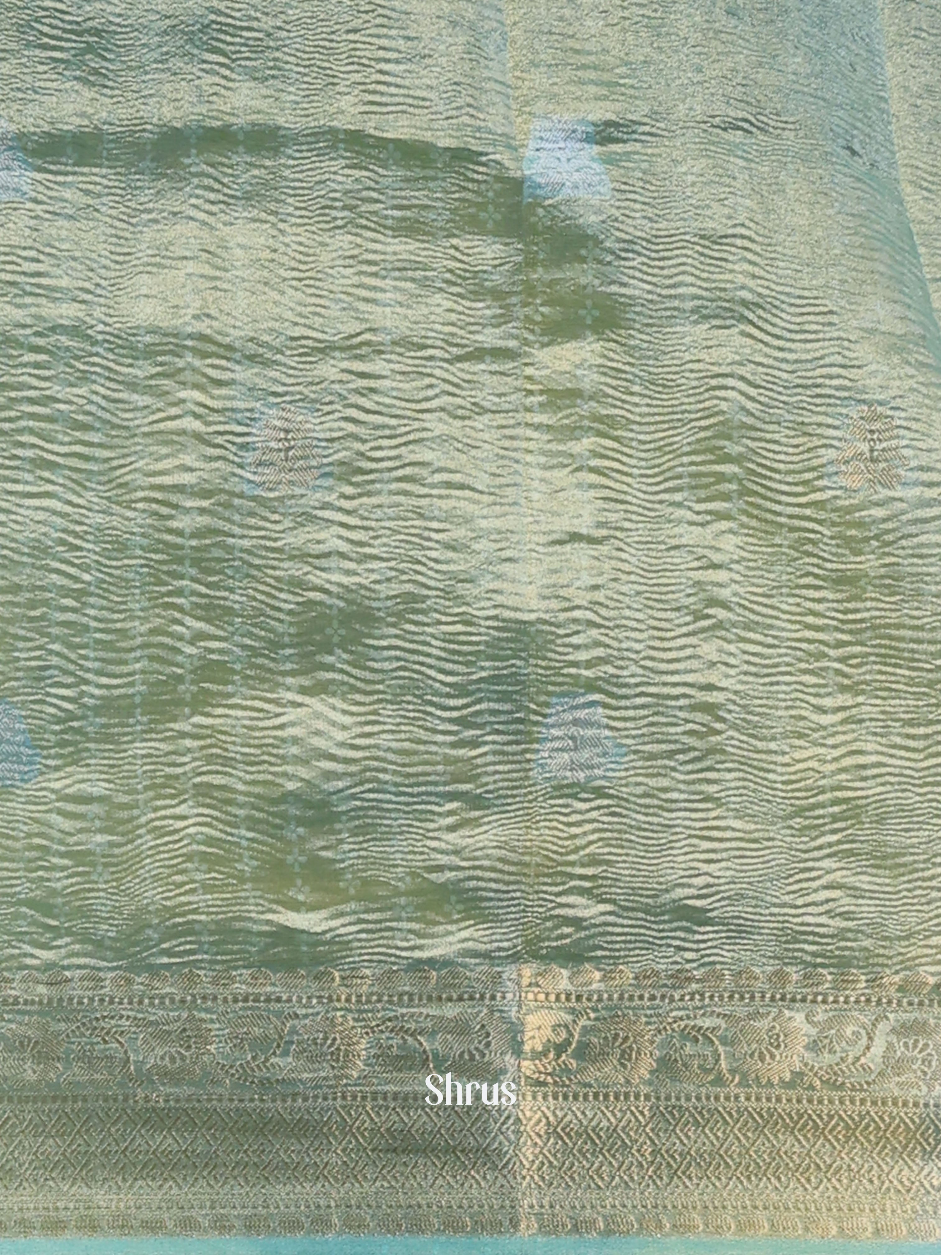 bluish green- Bamboo silk Saree - Shop on Shrus.com