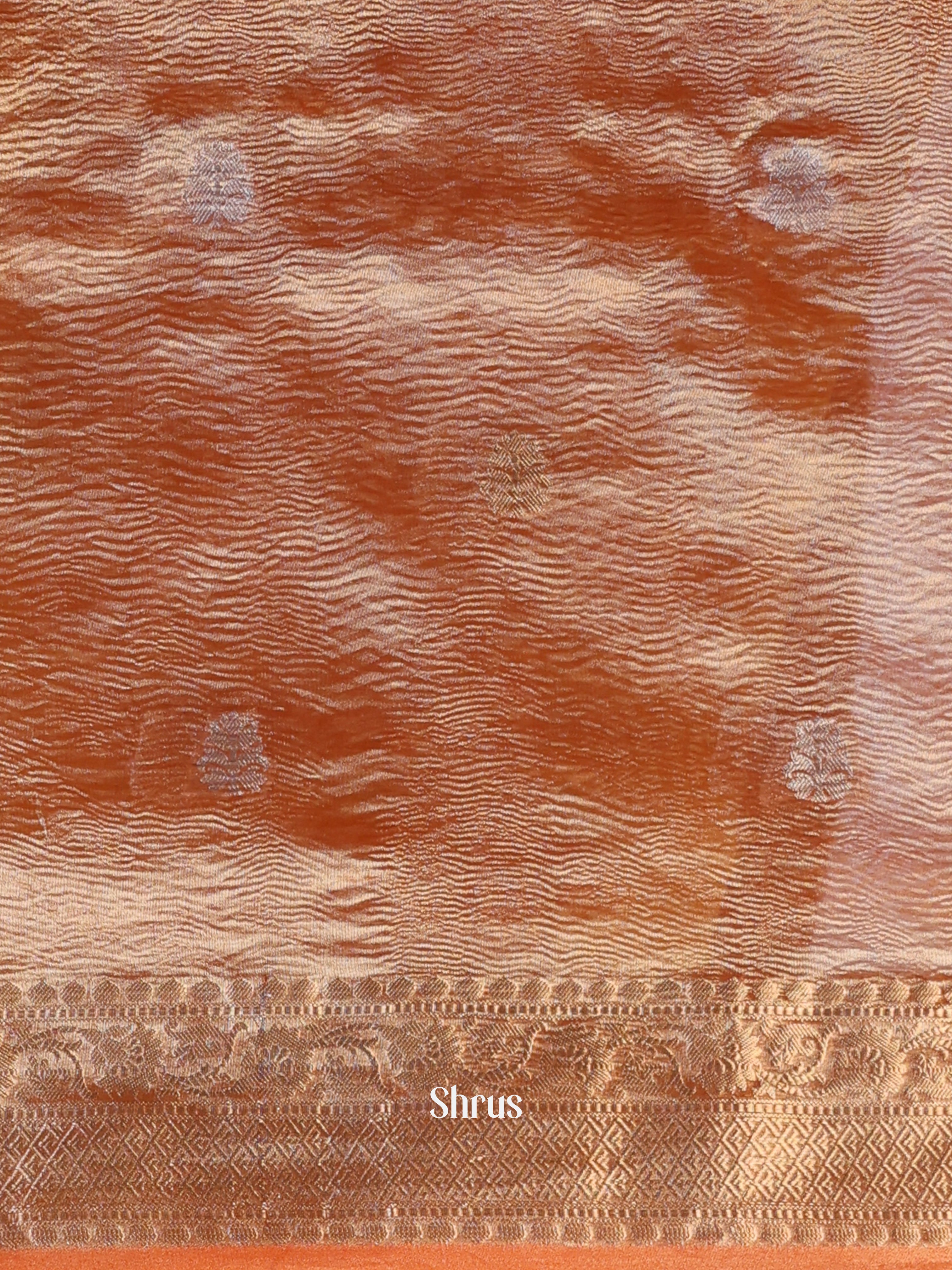 Orange- Bamboo silk Saree - Shop on Shrus.com