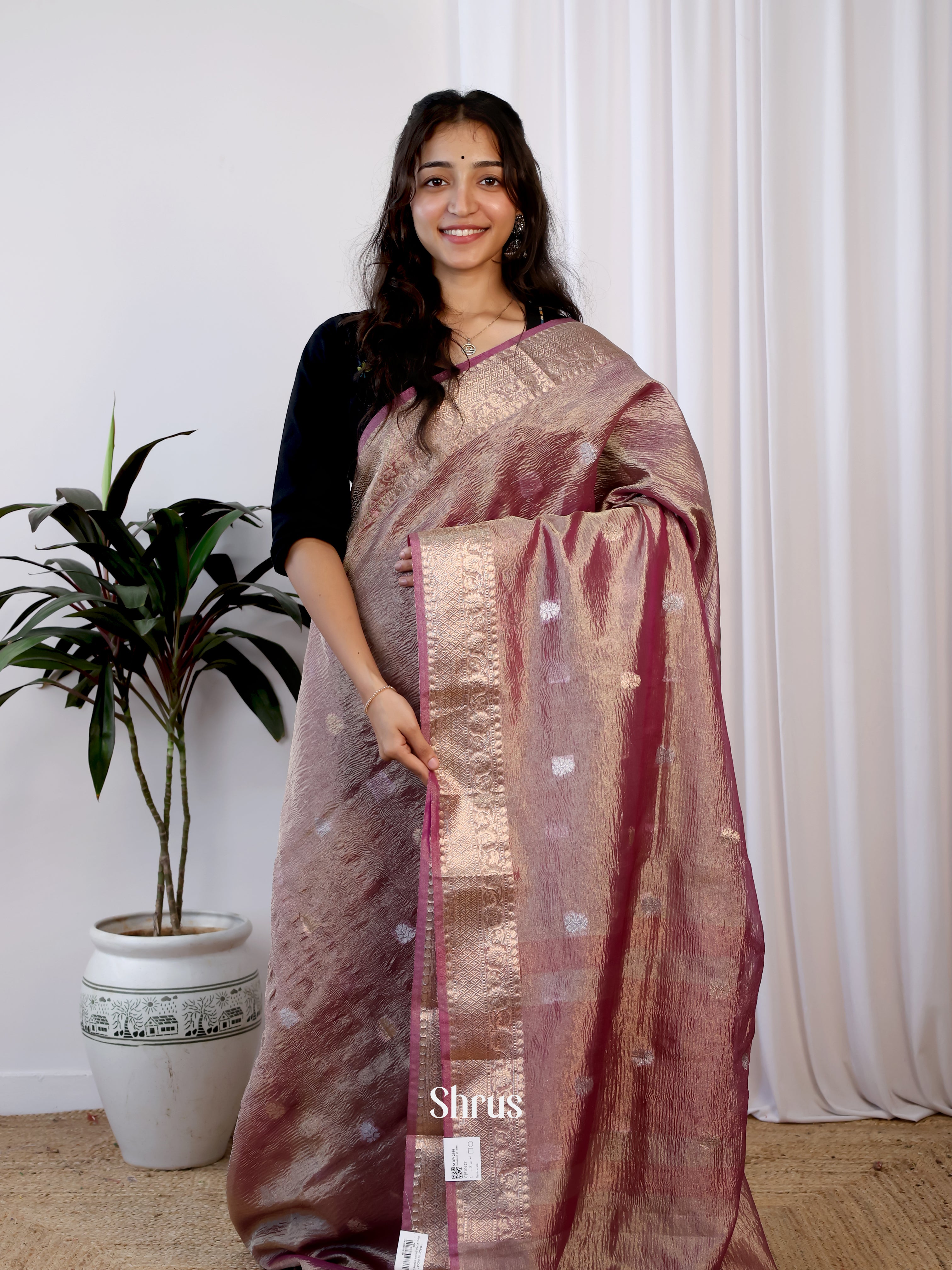 Maroon - Bamboo silk Saree - Shop on Shrus.com