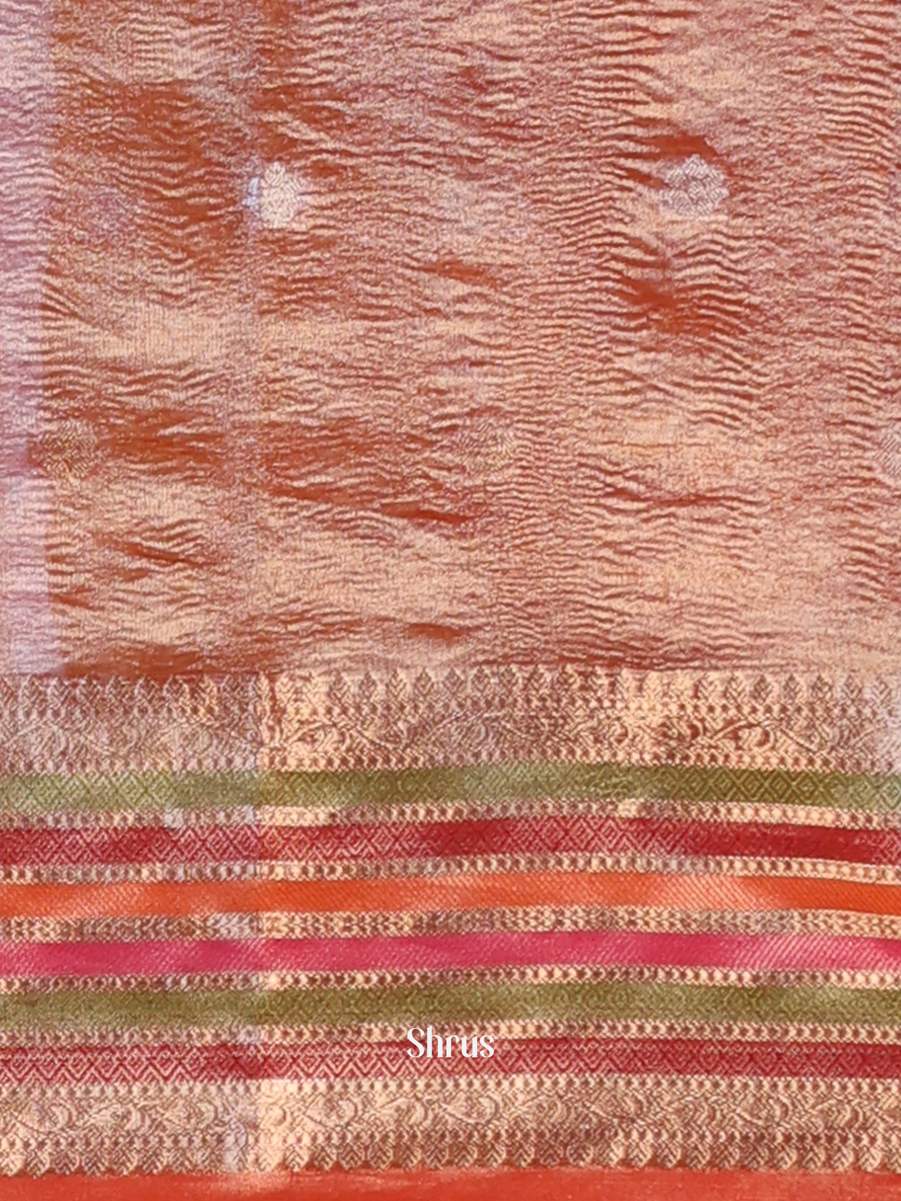 Orange - Bamboo silk Saree - Shop on Shrus.com