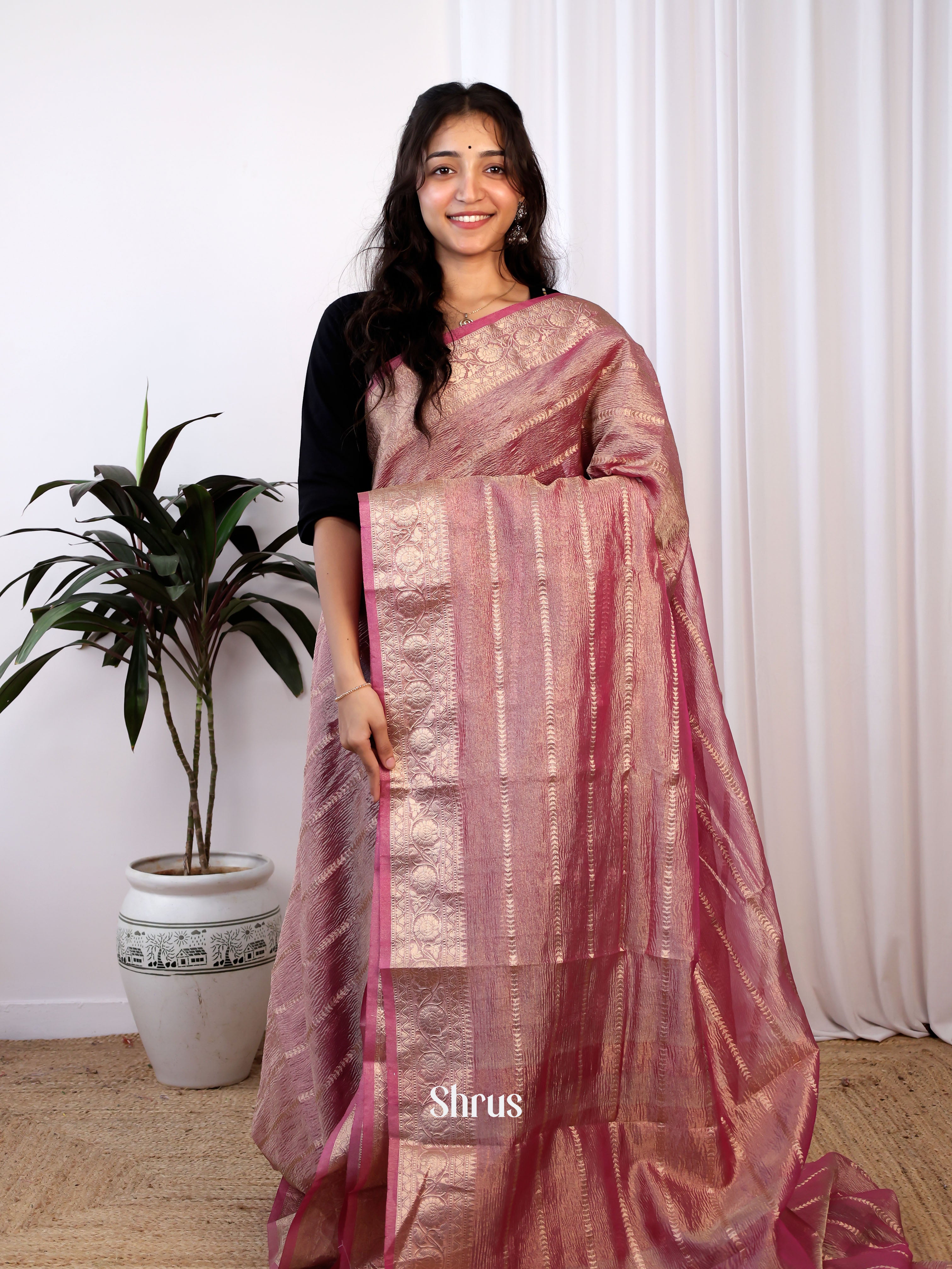 Maroon - Bamboo silk Saree - Shop on Shrus.com