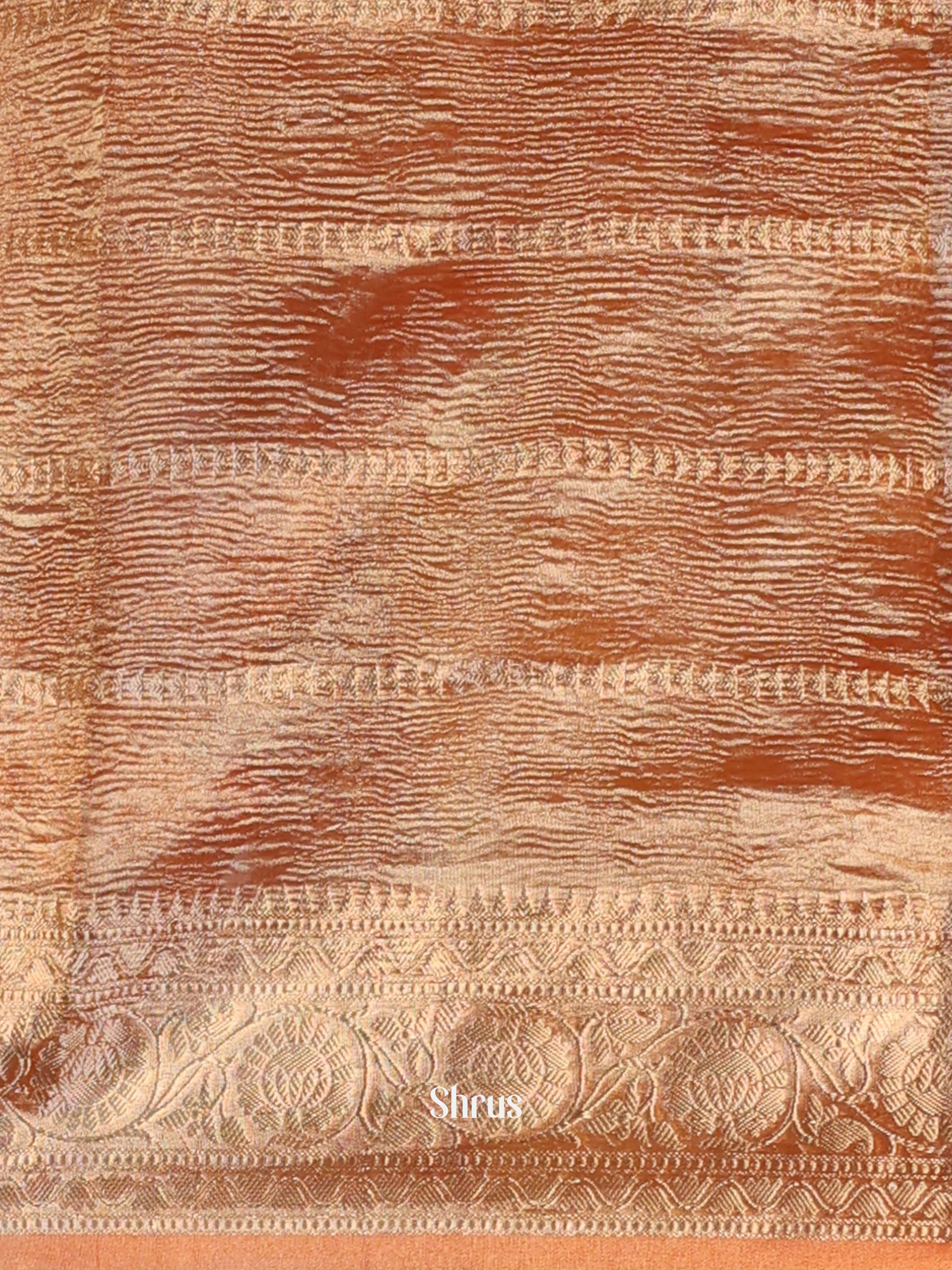 Brick Orange - Bamboo silk Saree - Shop on Shrus.com