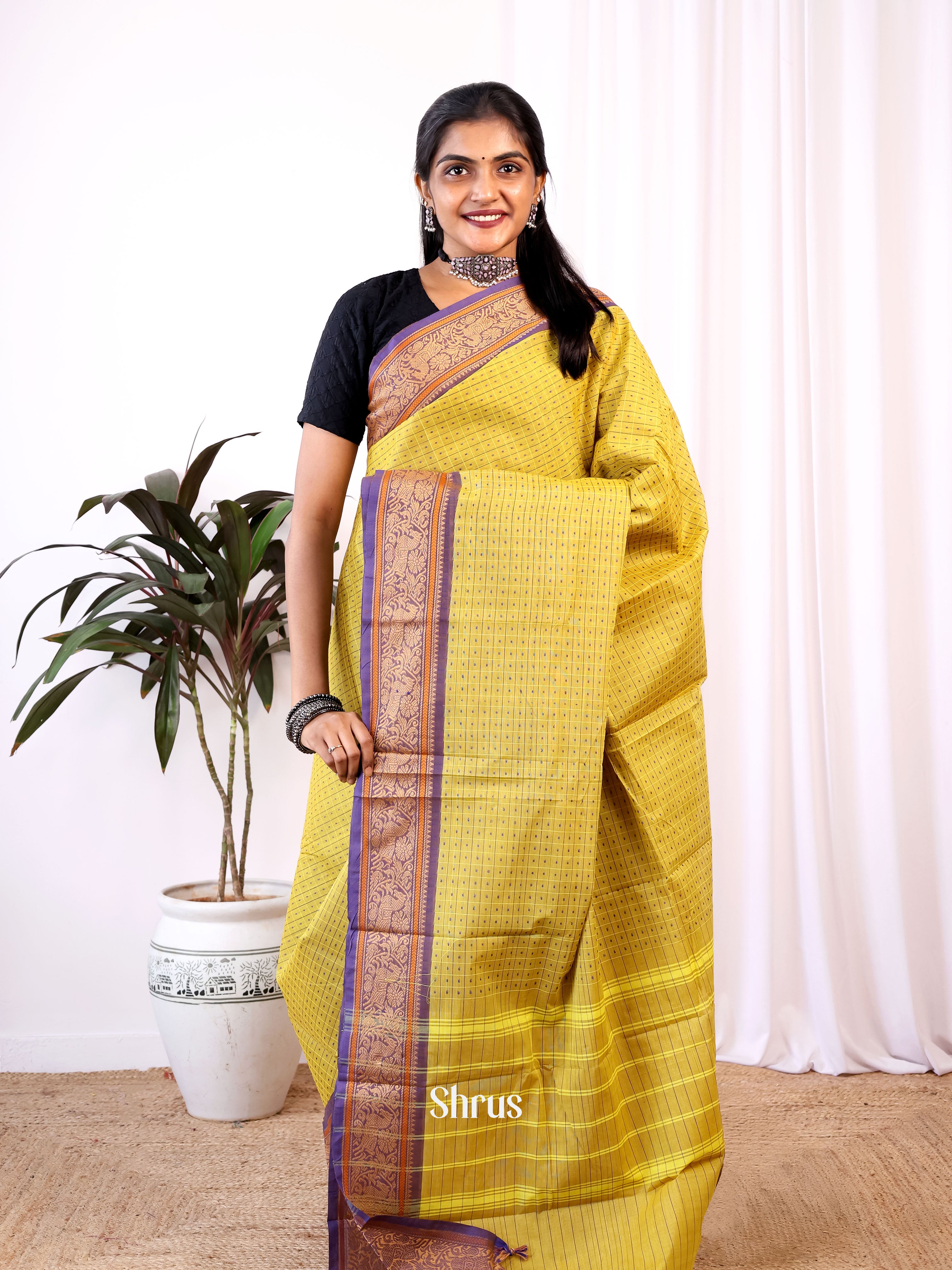 Green & Purple - Chettinad Cotton Saree - Shop on Shrus.com