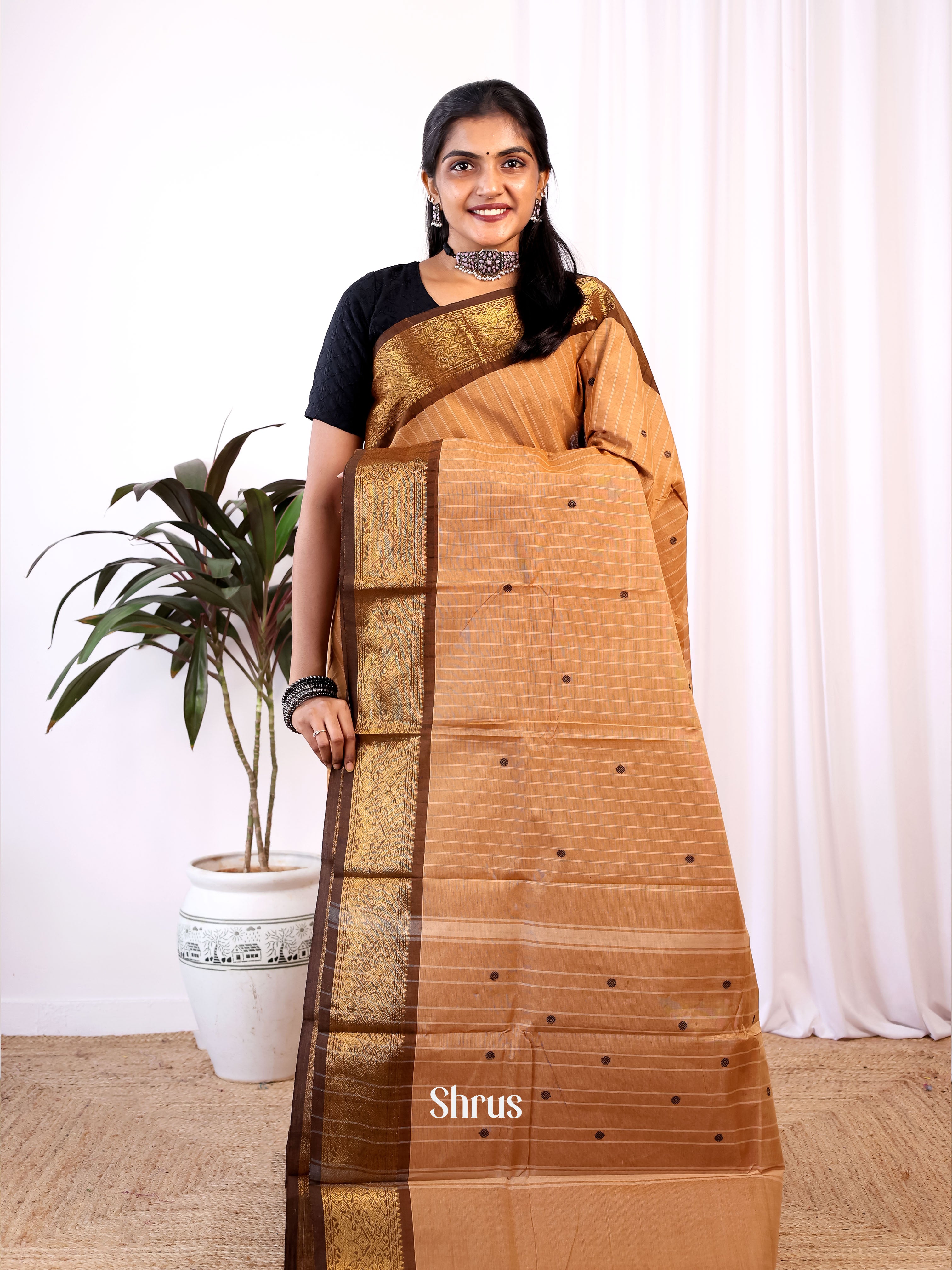 Lite Brown & Bown - Chettinad Cotton Saree - Shop on Shrus.com