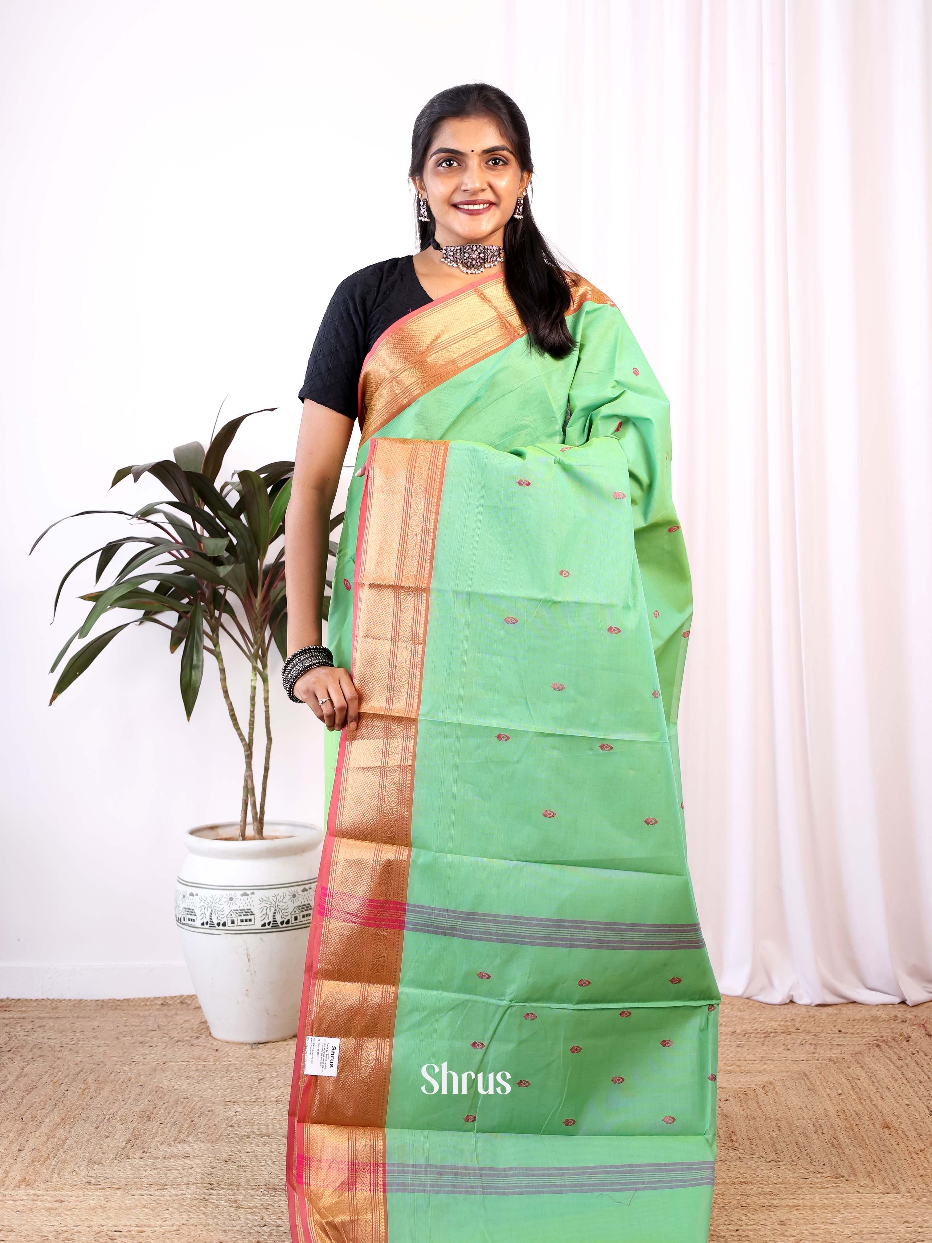 Green & Red - Chettinad Cotton Saree - Shop on Shrus.com