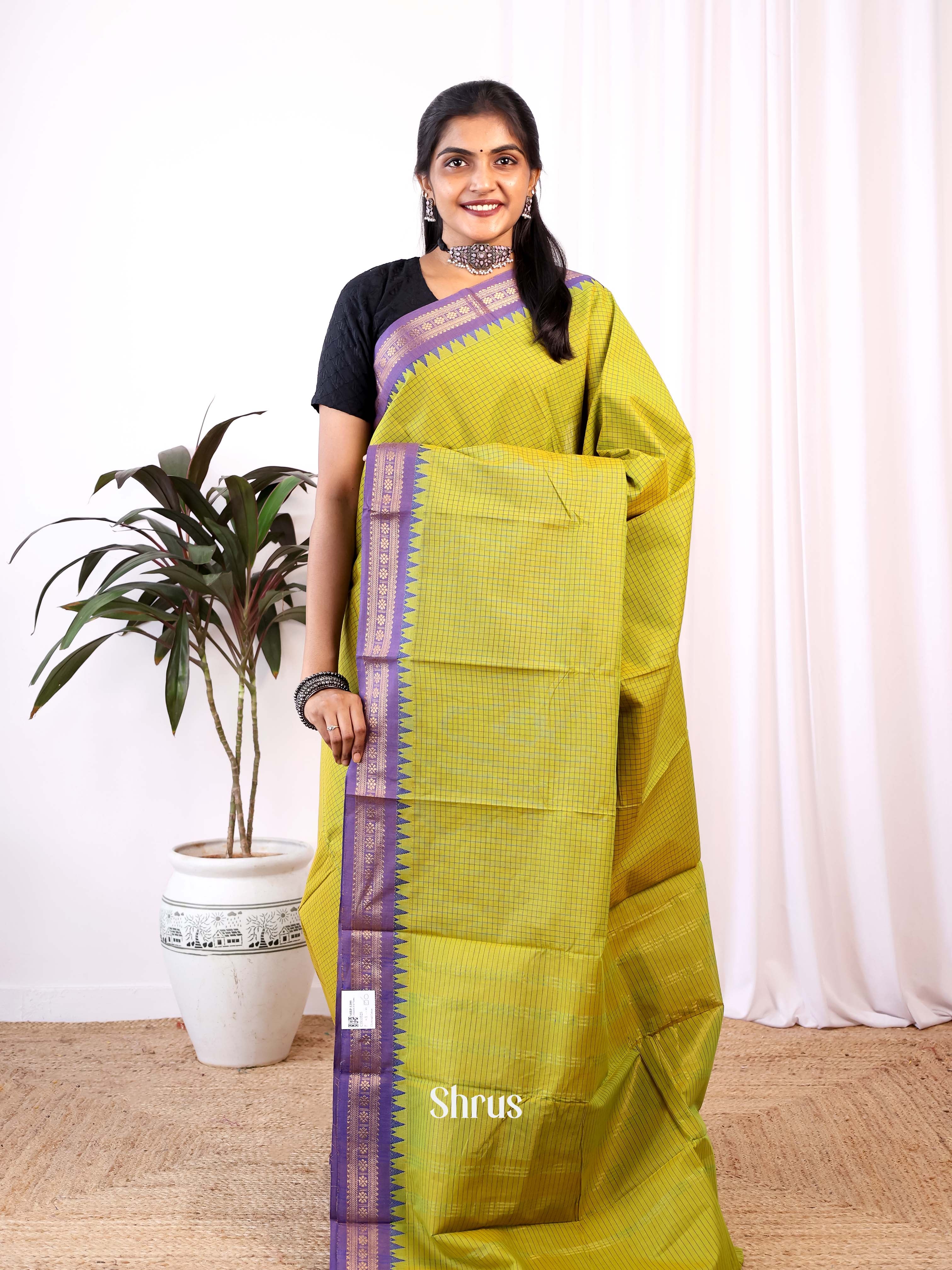 Green & Purple - Chettinad Cotton Saree - Shop on Shrus.com