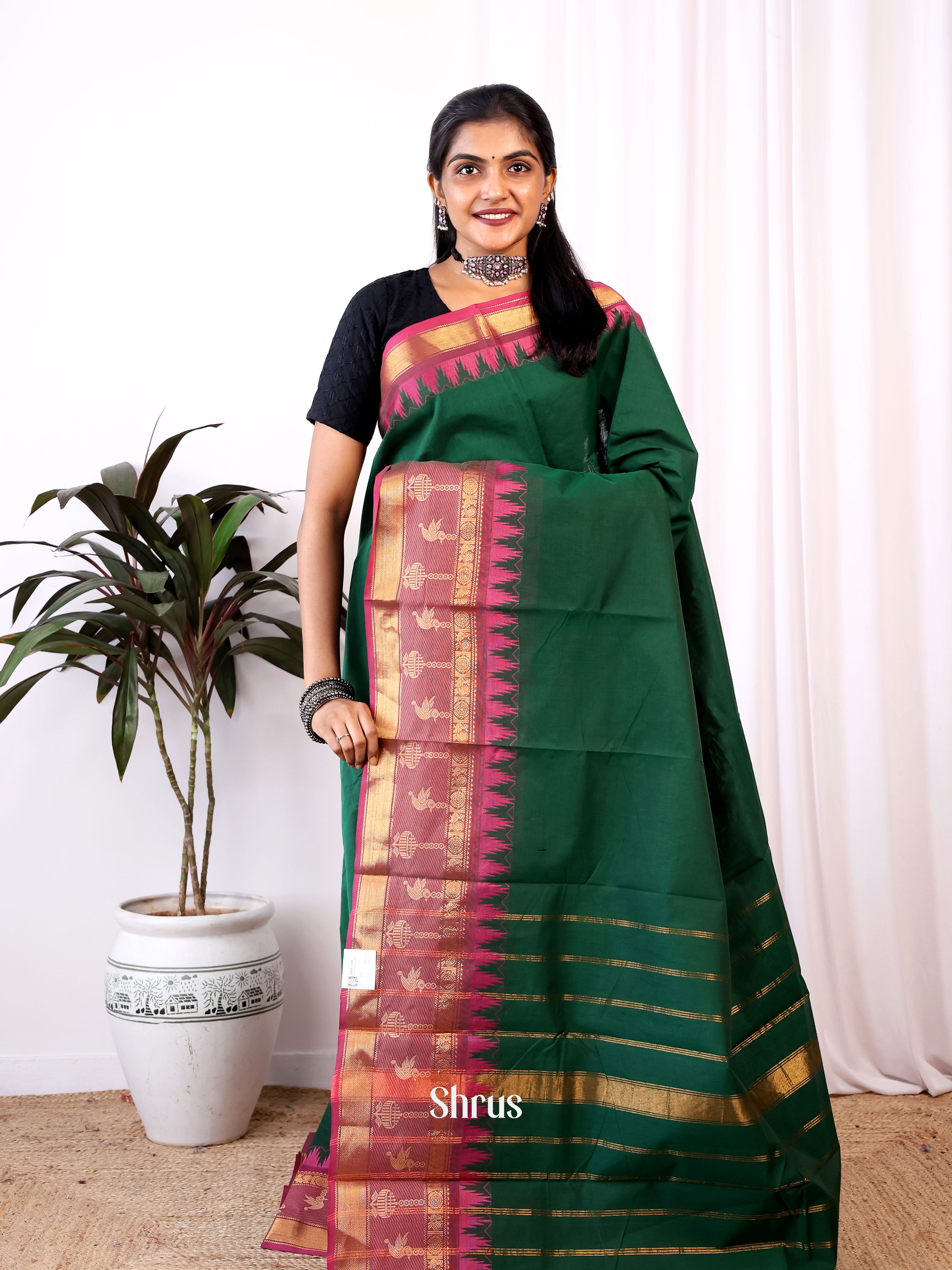 Green & Pink - Chettinad Cotton Saree - Shop on Shrus.com
