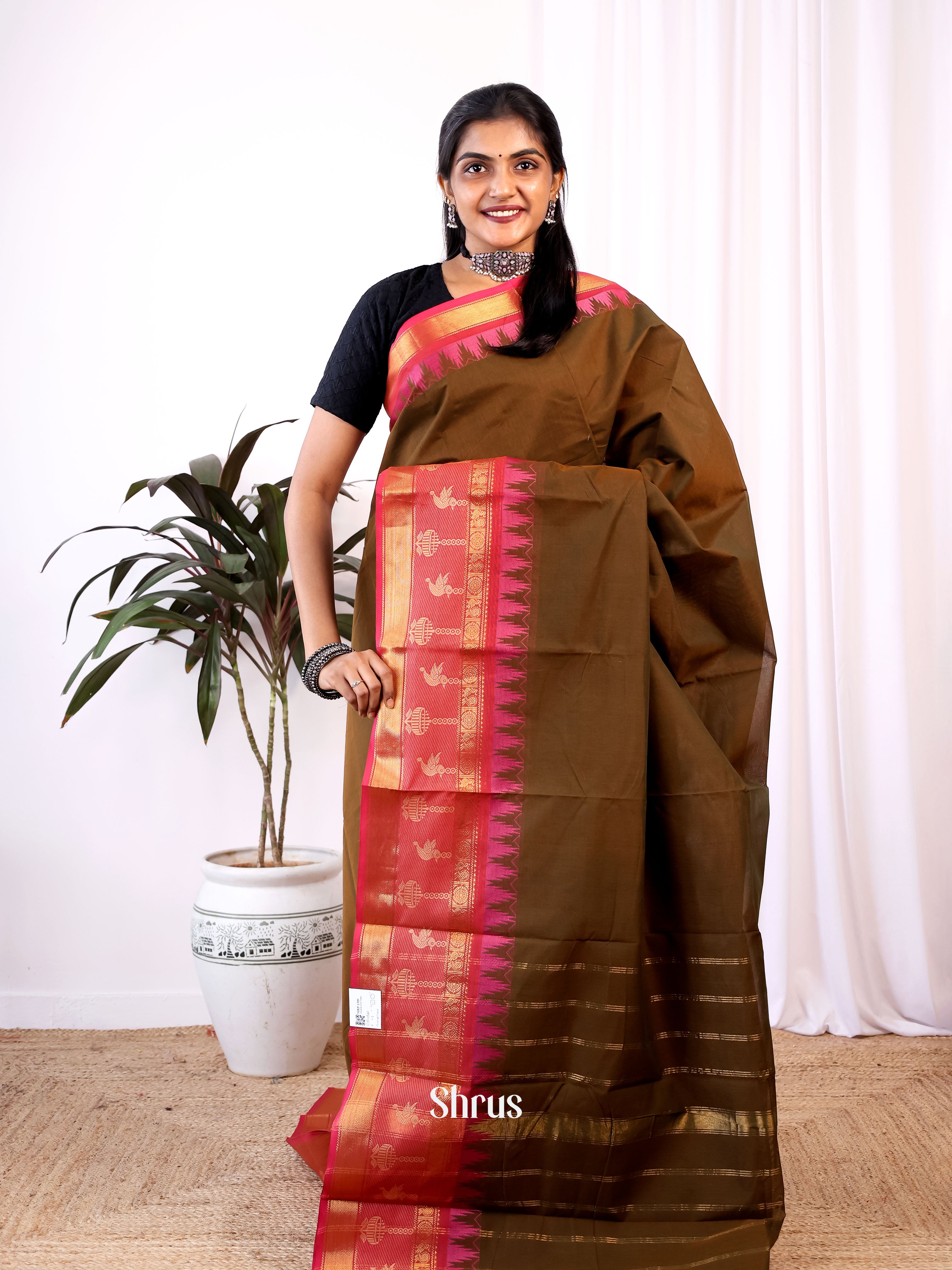 Green & Pink- Chettinad Cotton Saree - Shop on Shrus.com