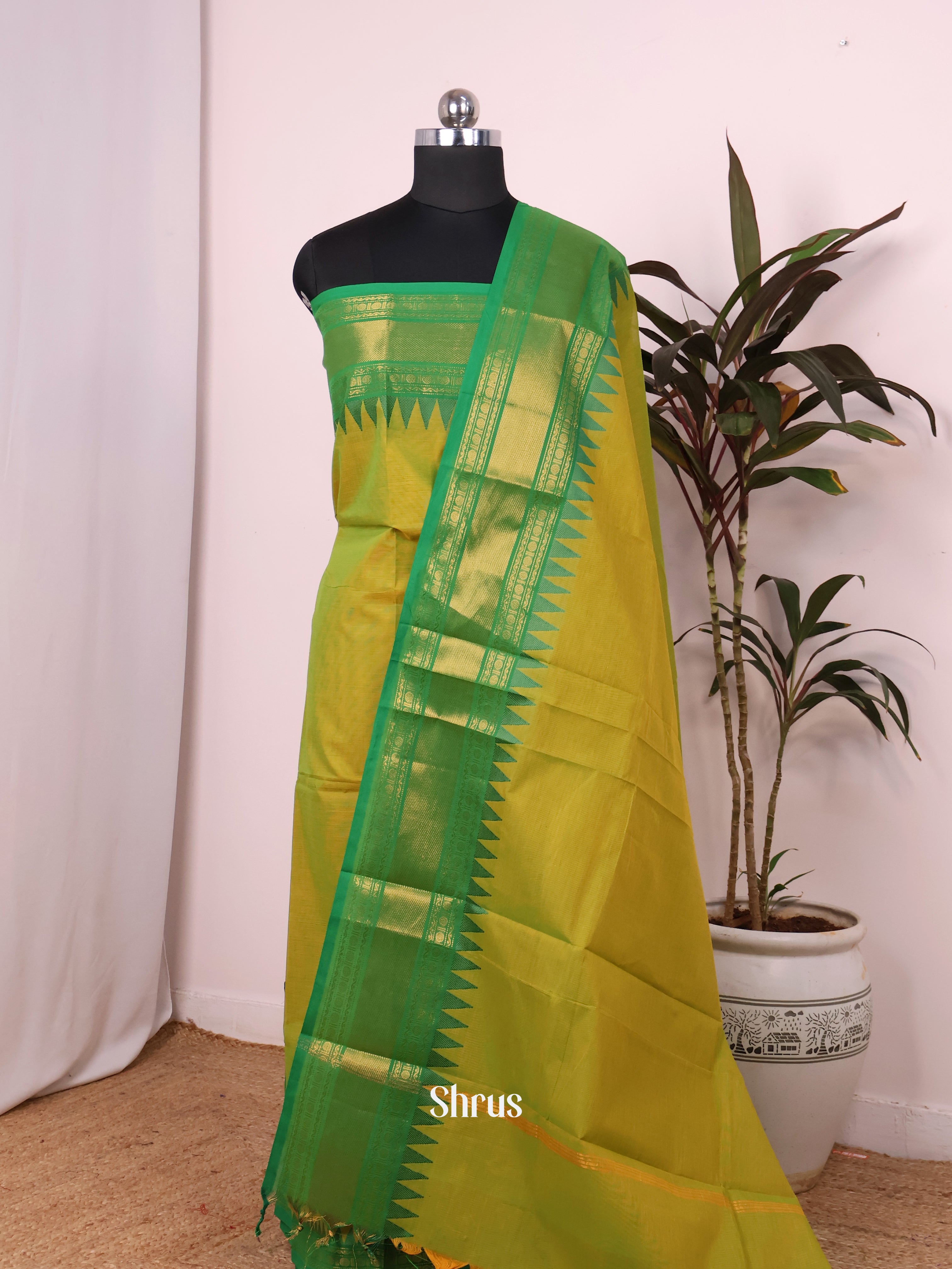 Green - chettinad top & dupatta combo - Shop on Shrus.com