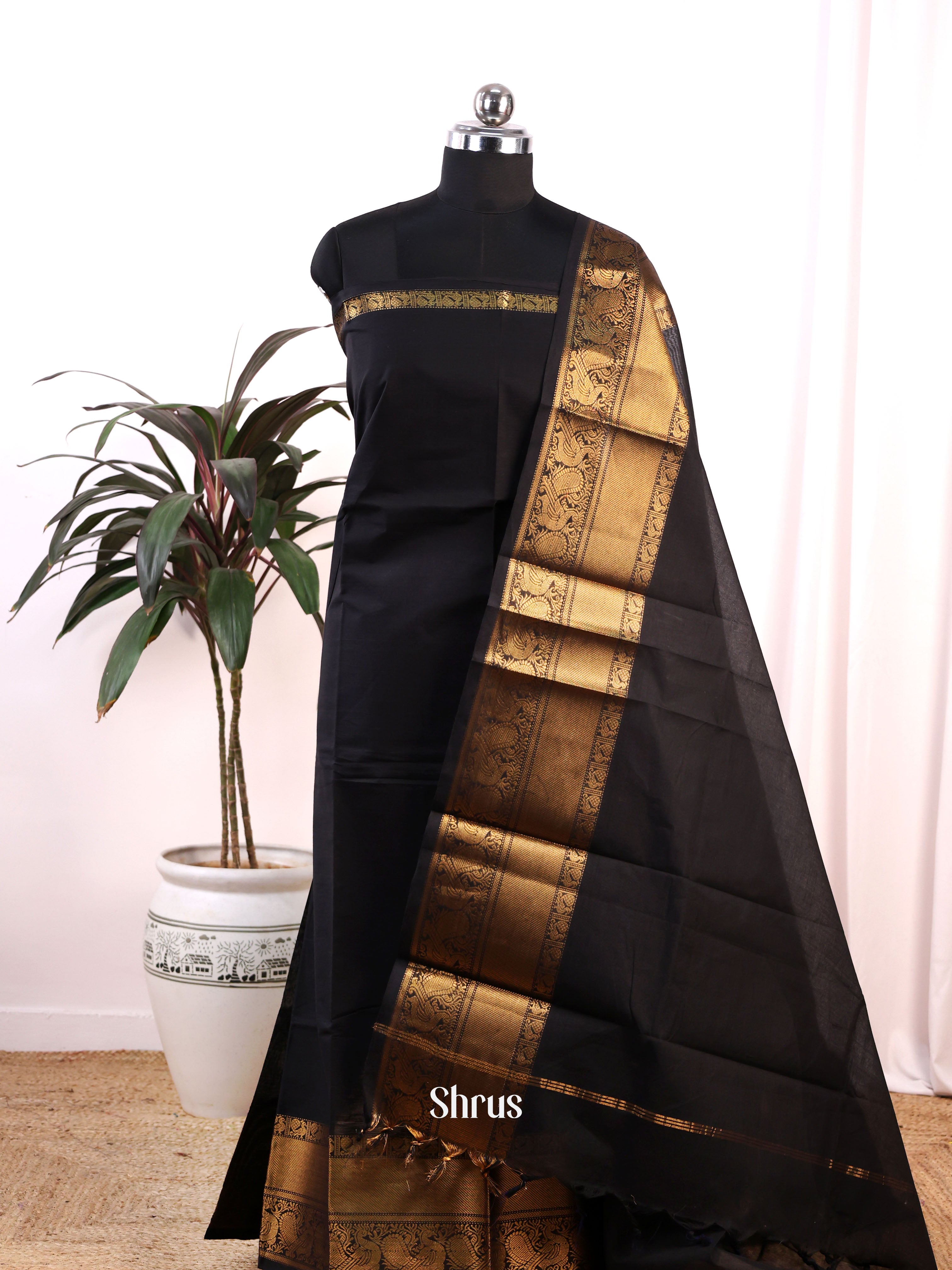 Black - chettinad top & dupatta combo - Shop on Shrus.com