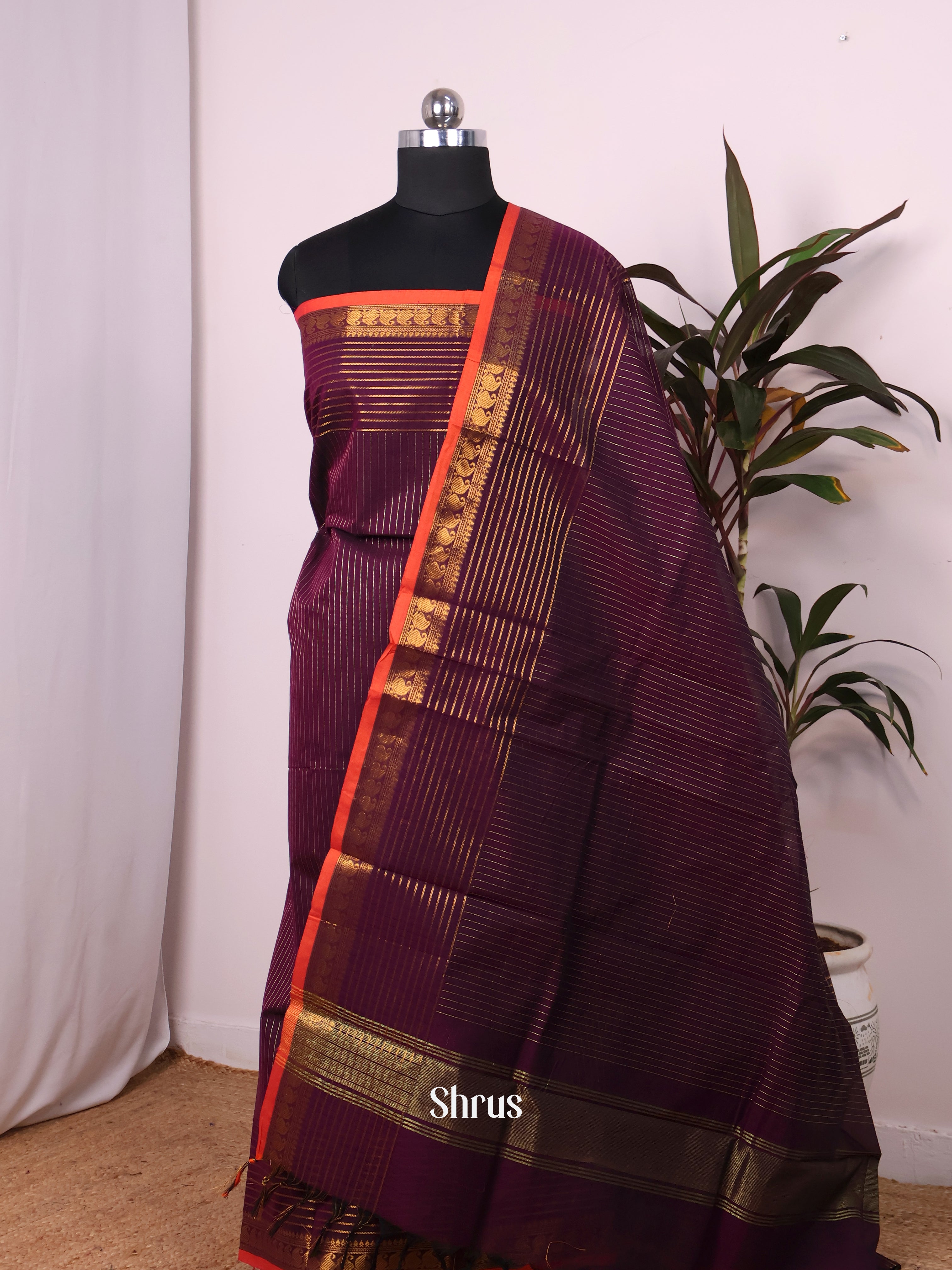 Purple & Red- chettinad top & dupatta combo - Shop on Shrus.com