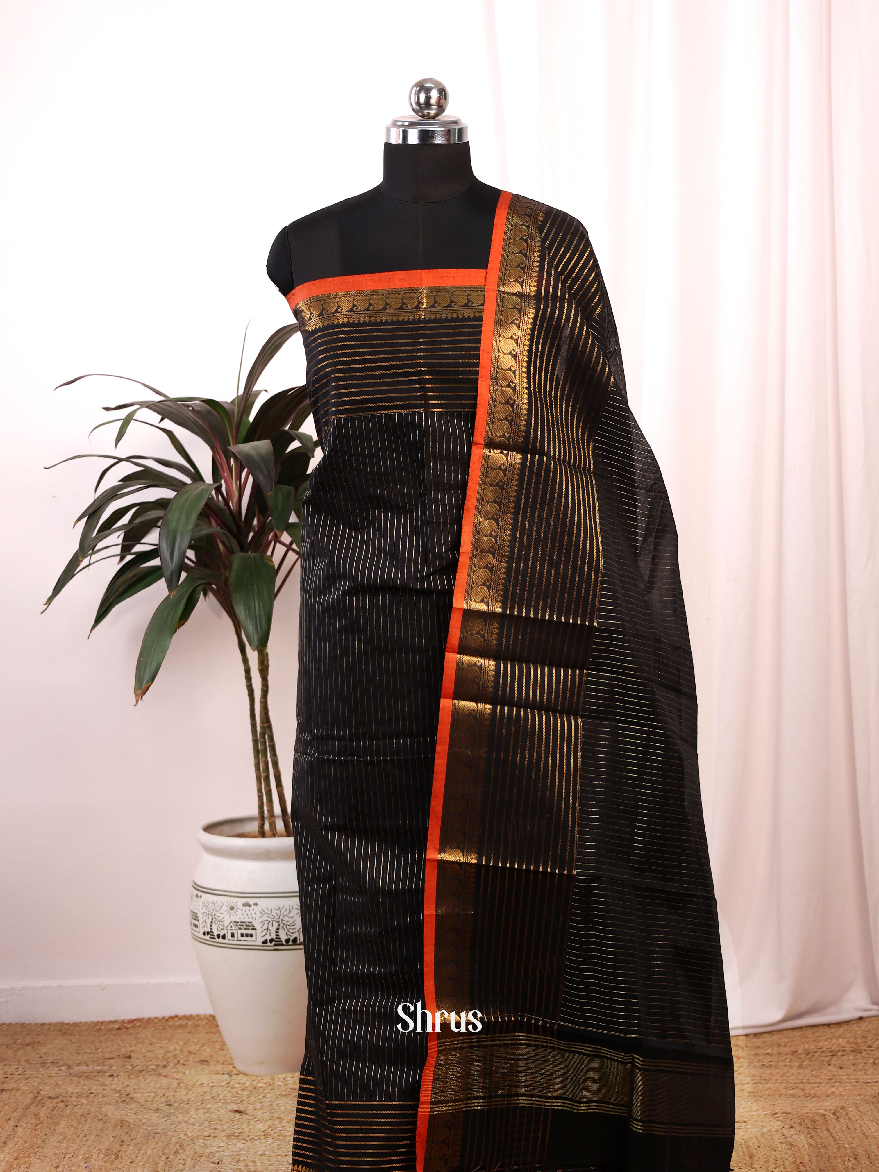 Black & Red - chettinad top & dupatta combo - Shop on Shrus.com