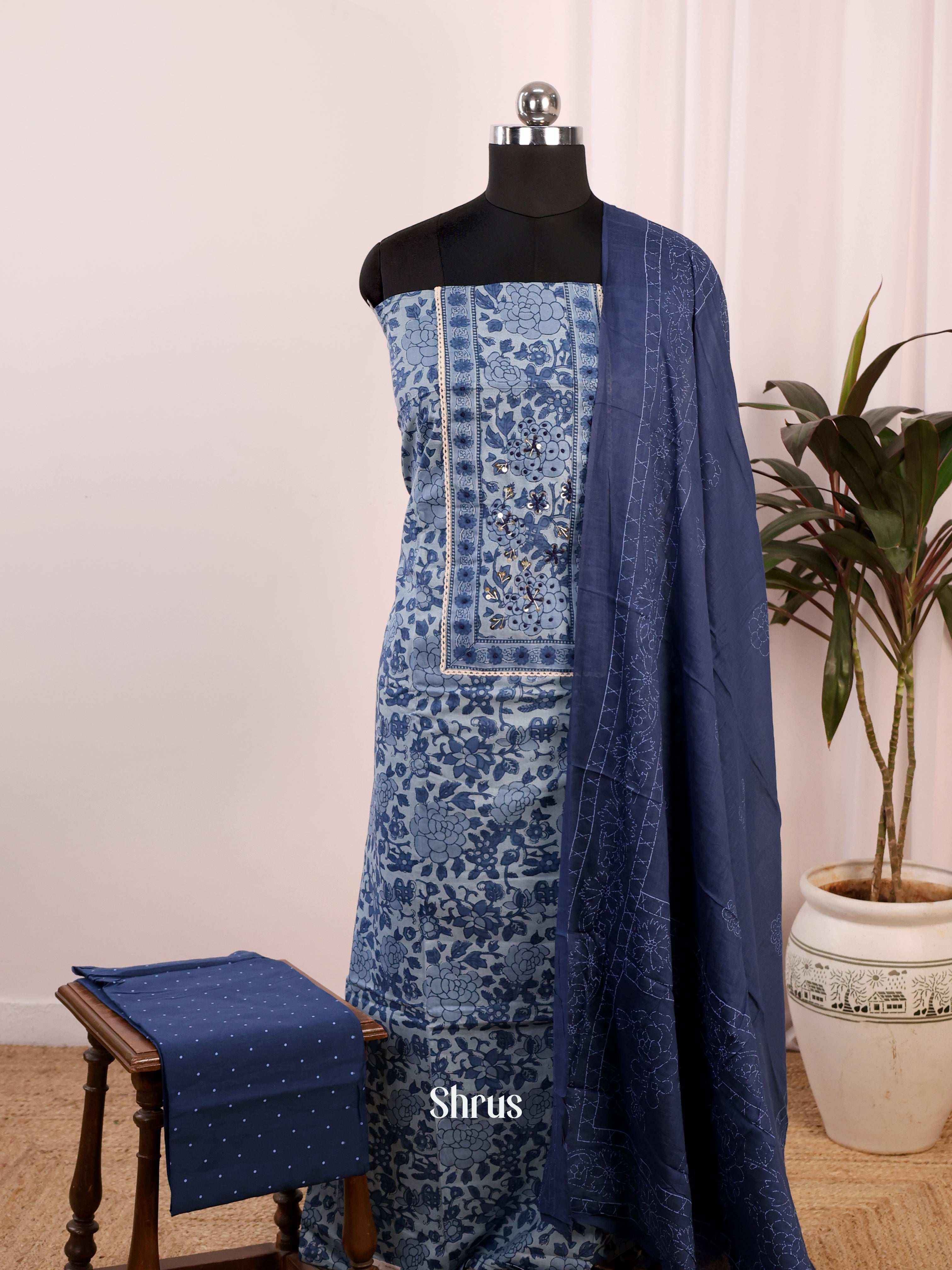 Blue - Cotton salwar - Shop on Shrus.com