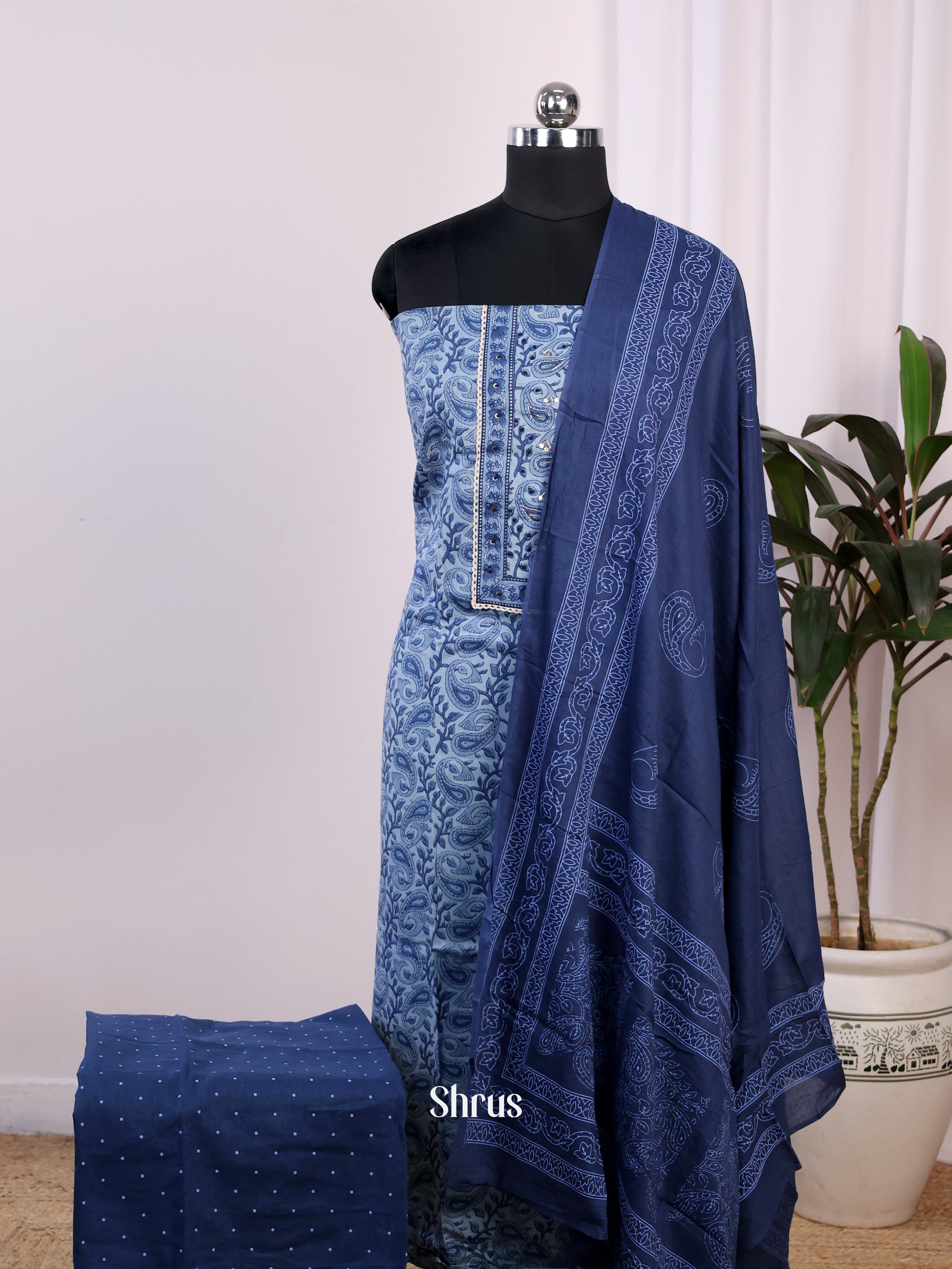 Blue - Cotton salwar - Shop on Shrus.com