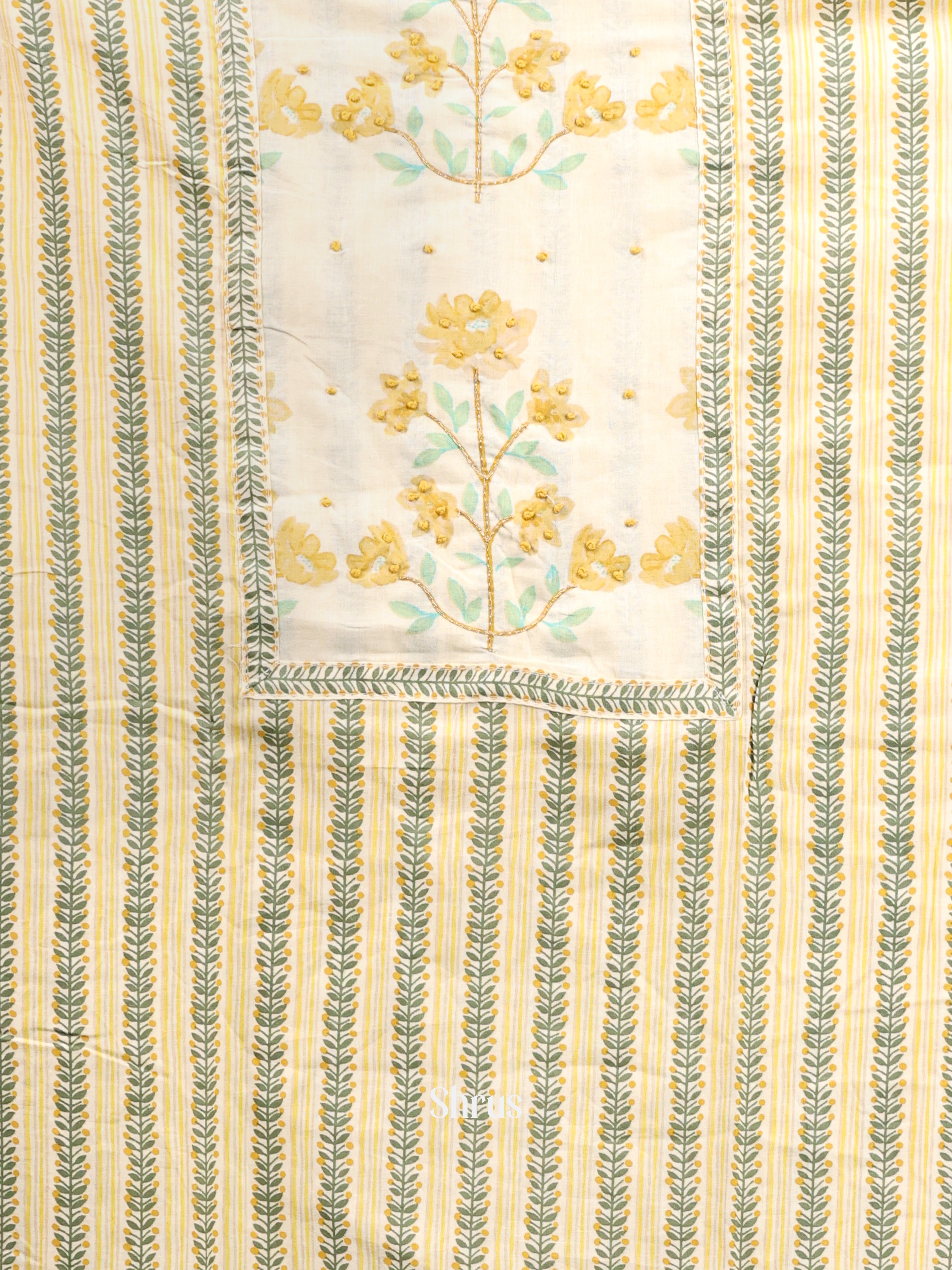 Cream & Green- Cotton salwar - Shop on Shrus.com