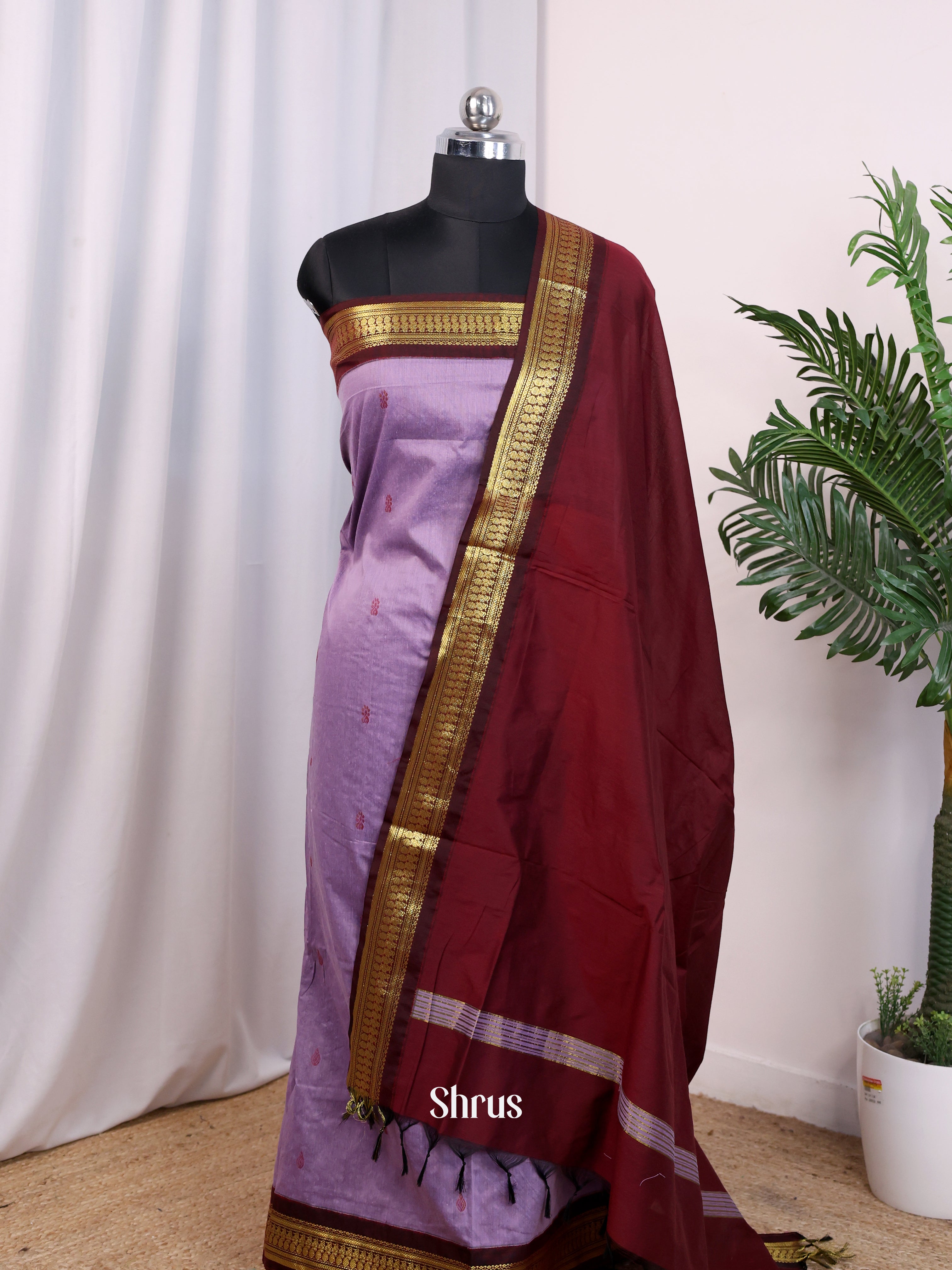Purple & Maroon - Kalyani Cotton salwar unstitch - CJS11007 - Shop on Shrus.com