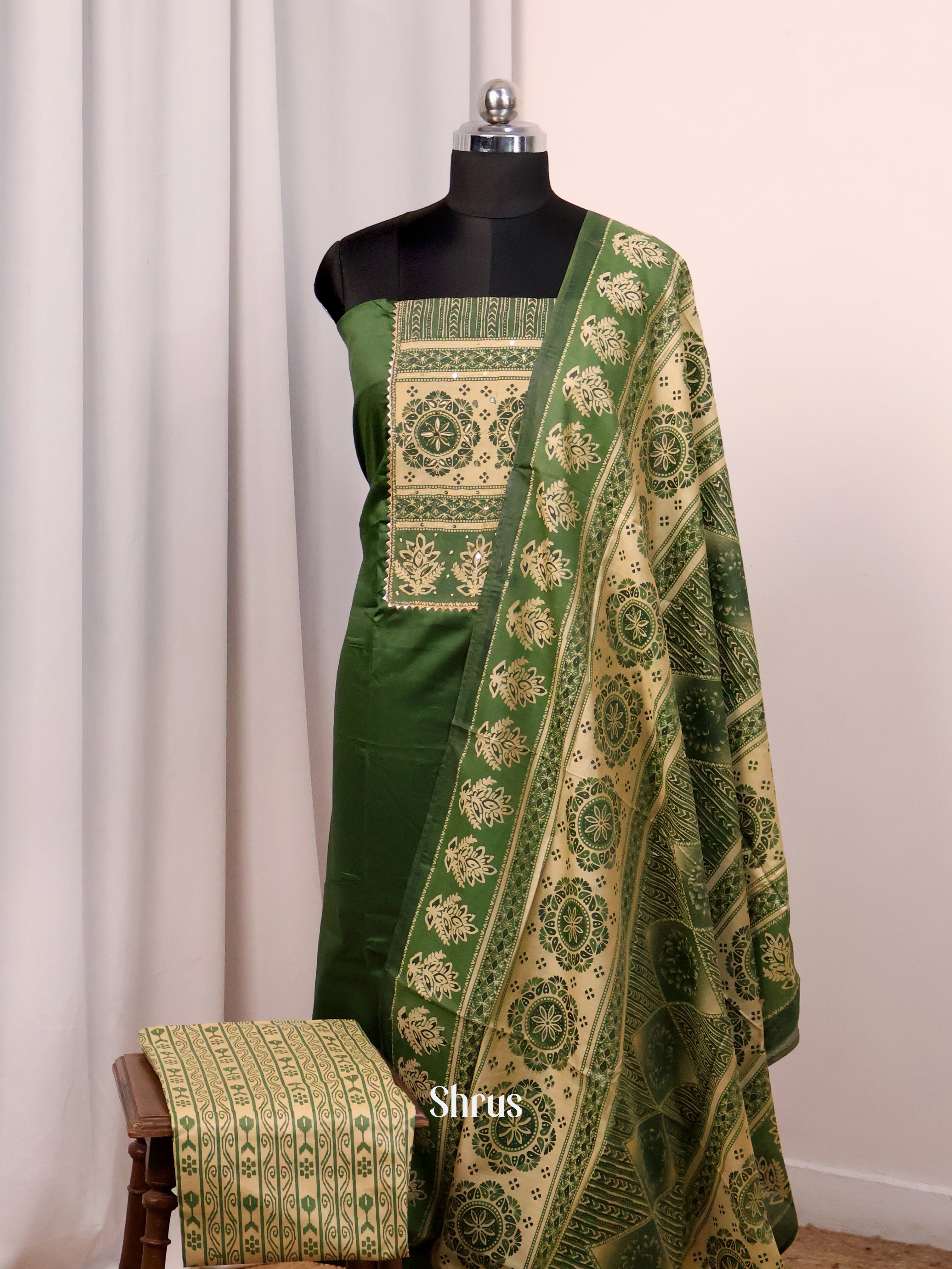 Green & Cream - Cotton salwar - Shop on Shrus.com