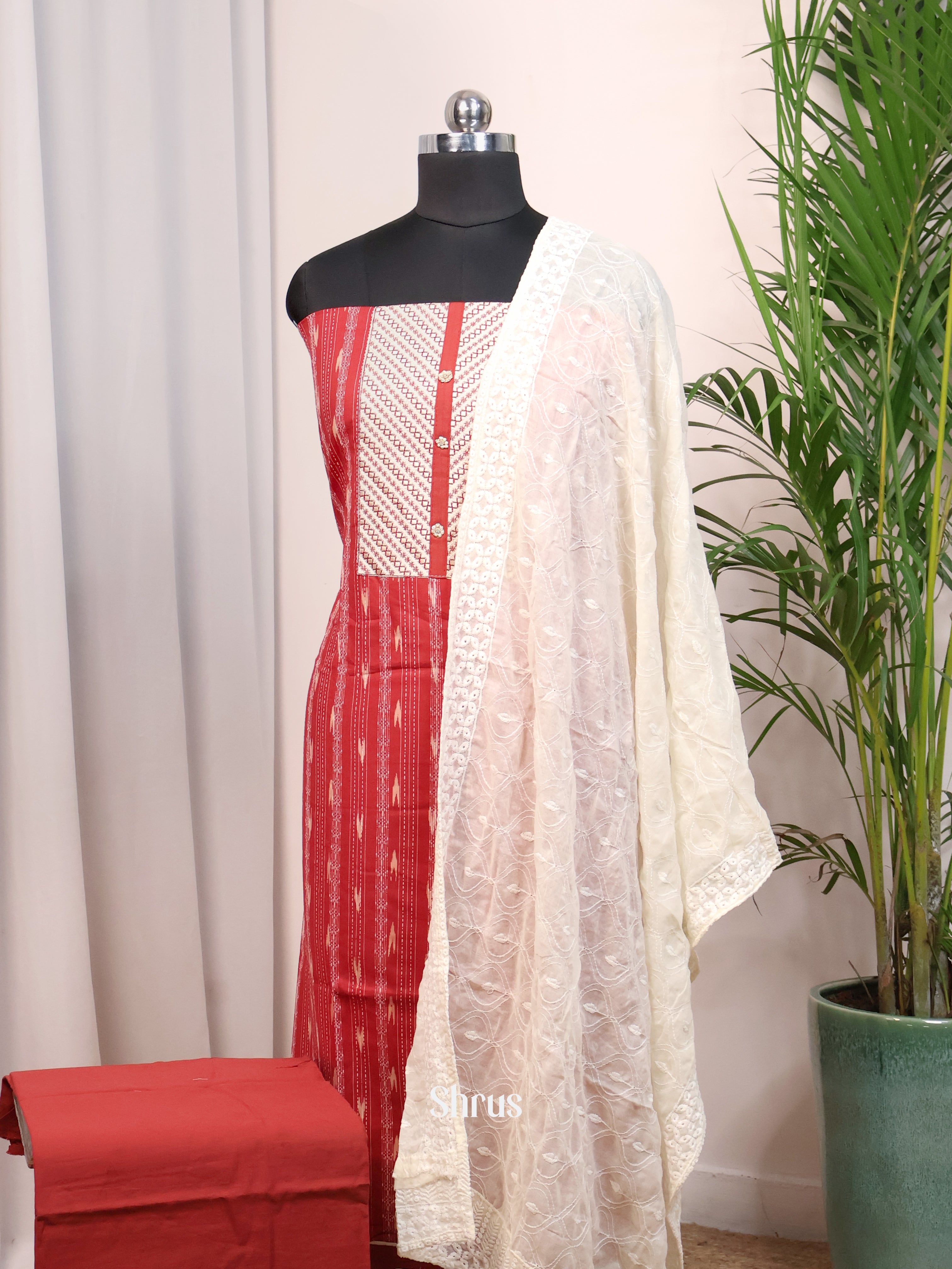 Red & White - Cotton salwar - Shop on Shrus.com