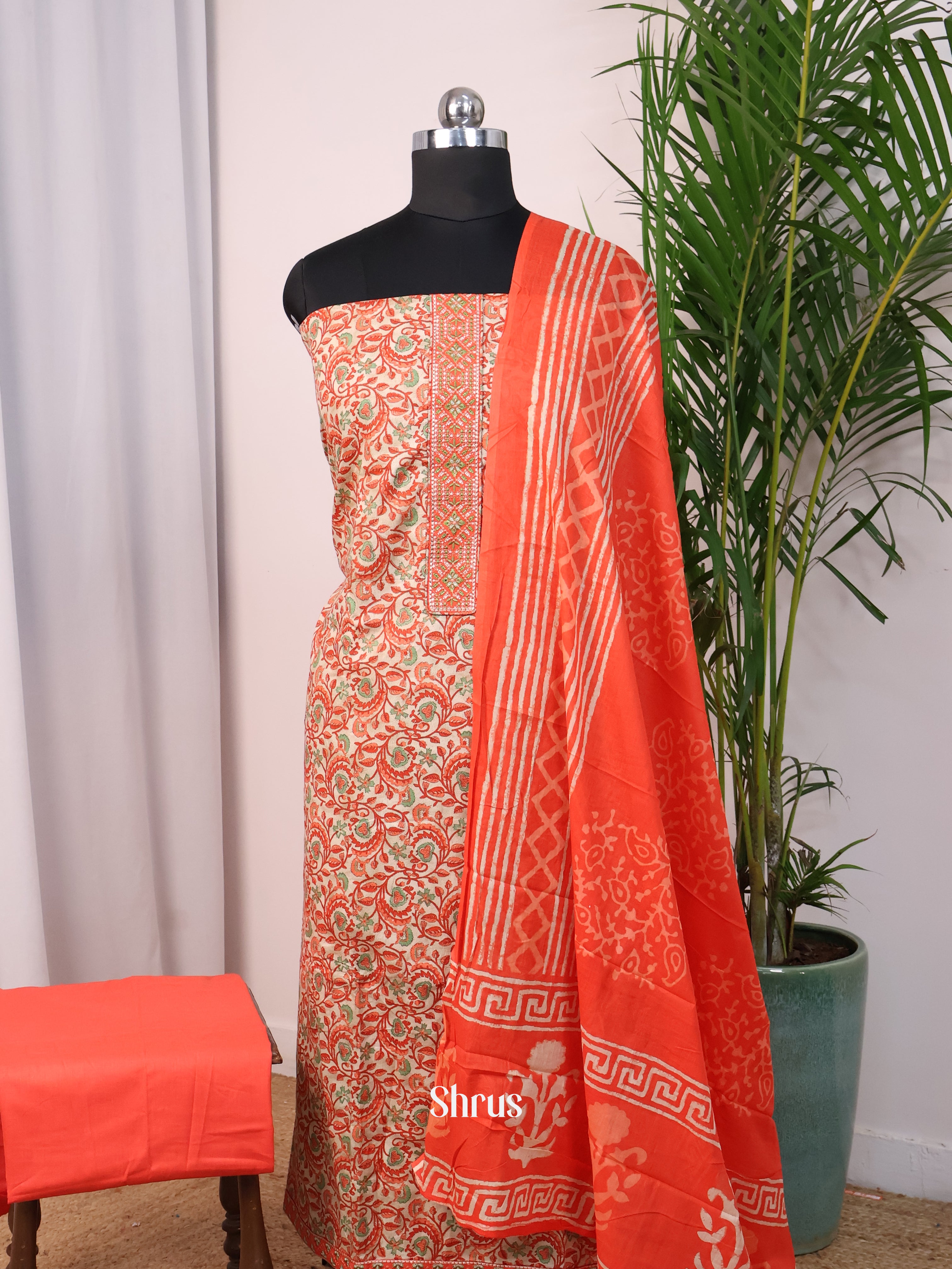 Orange - Cotton salwar - Shop on Shrus.com