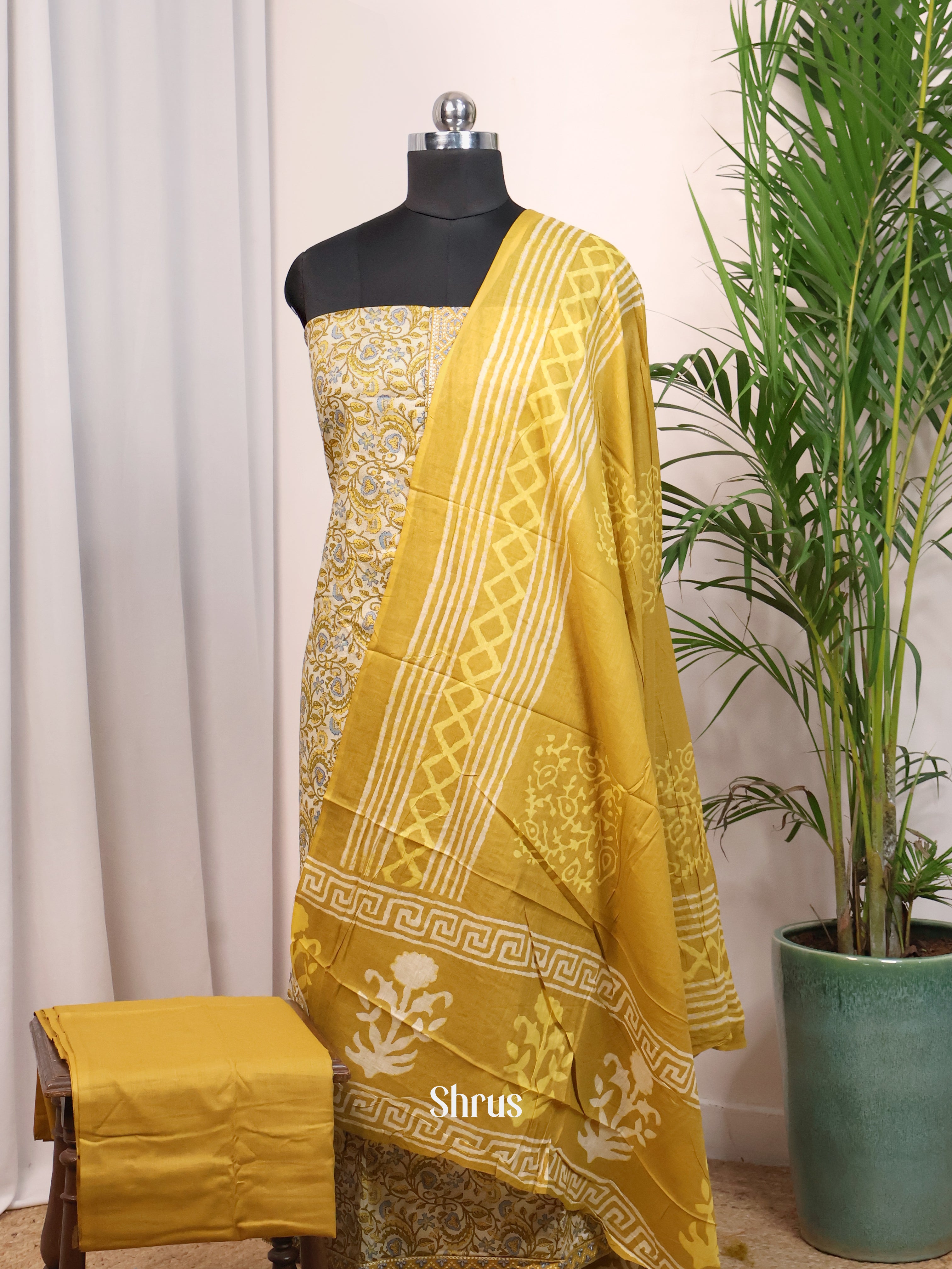 Yellow- Cotton salwar - Shop on Shrus.com