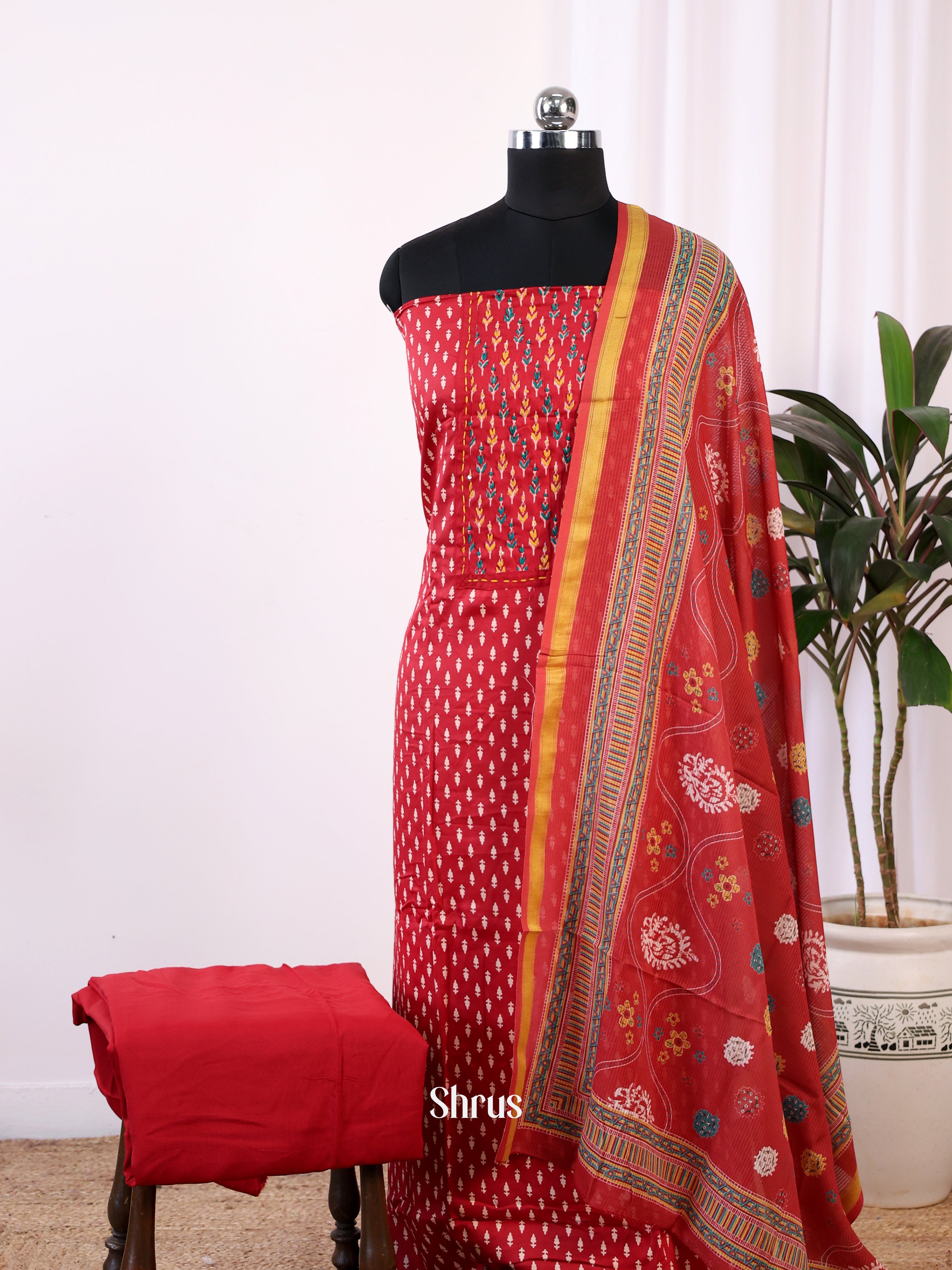 Red - Cotton salwar - Shop on Shrus.com
