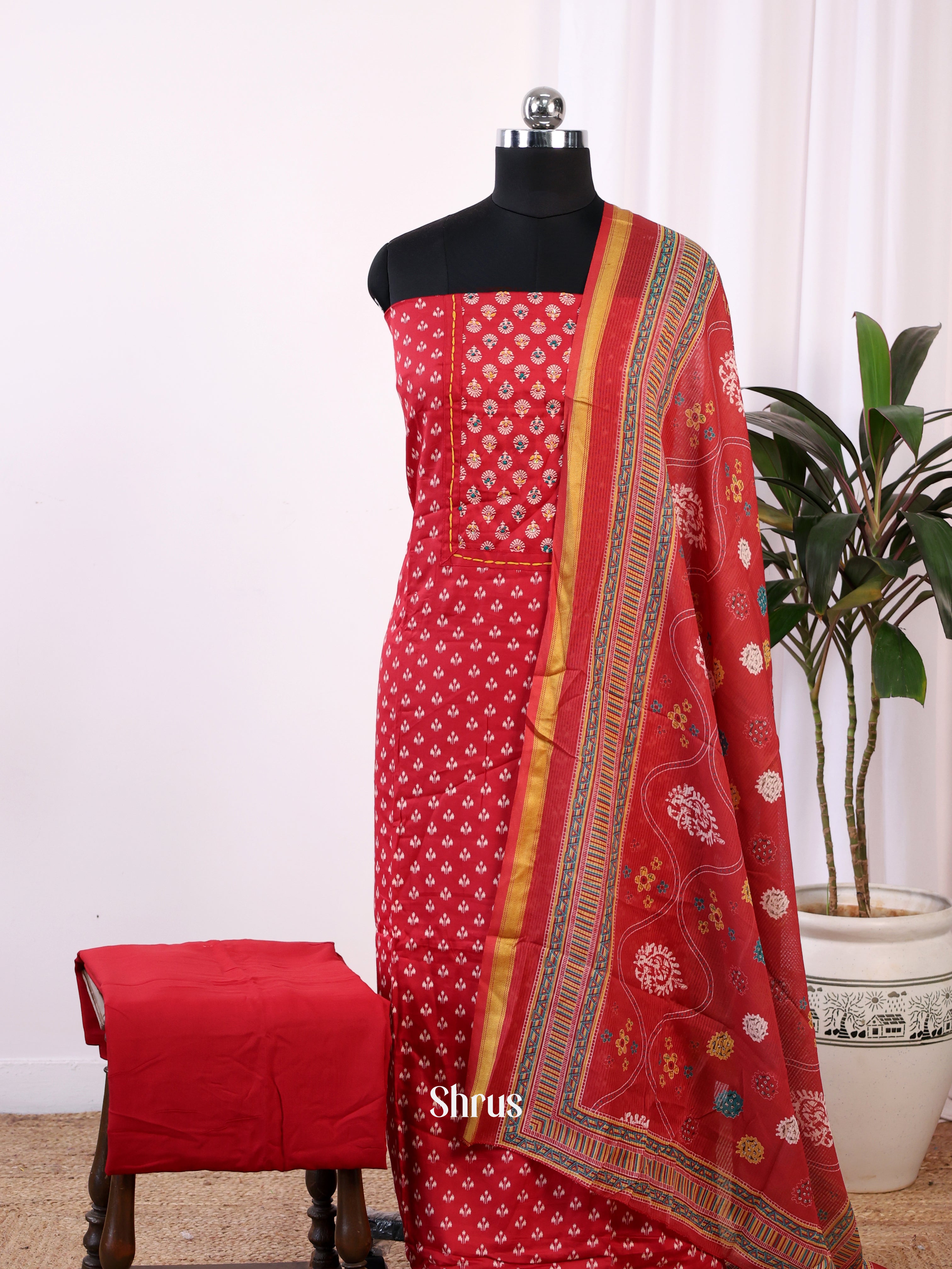 Red - Cotton salwar - Shop on Shrus.com