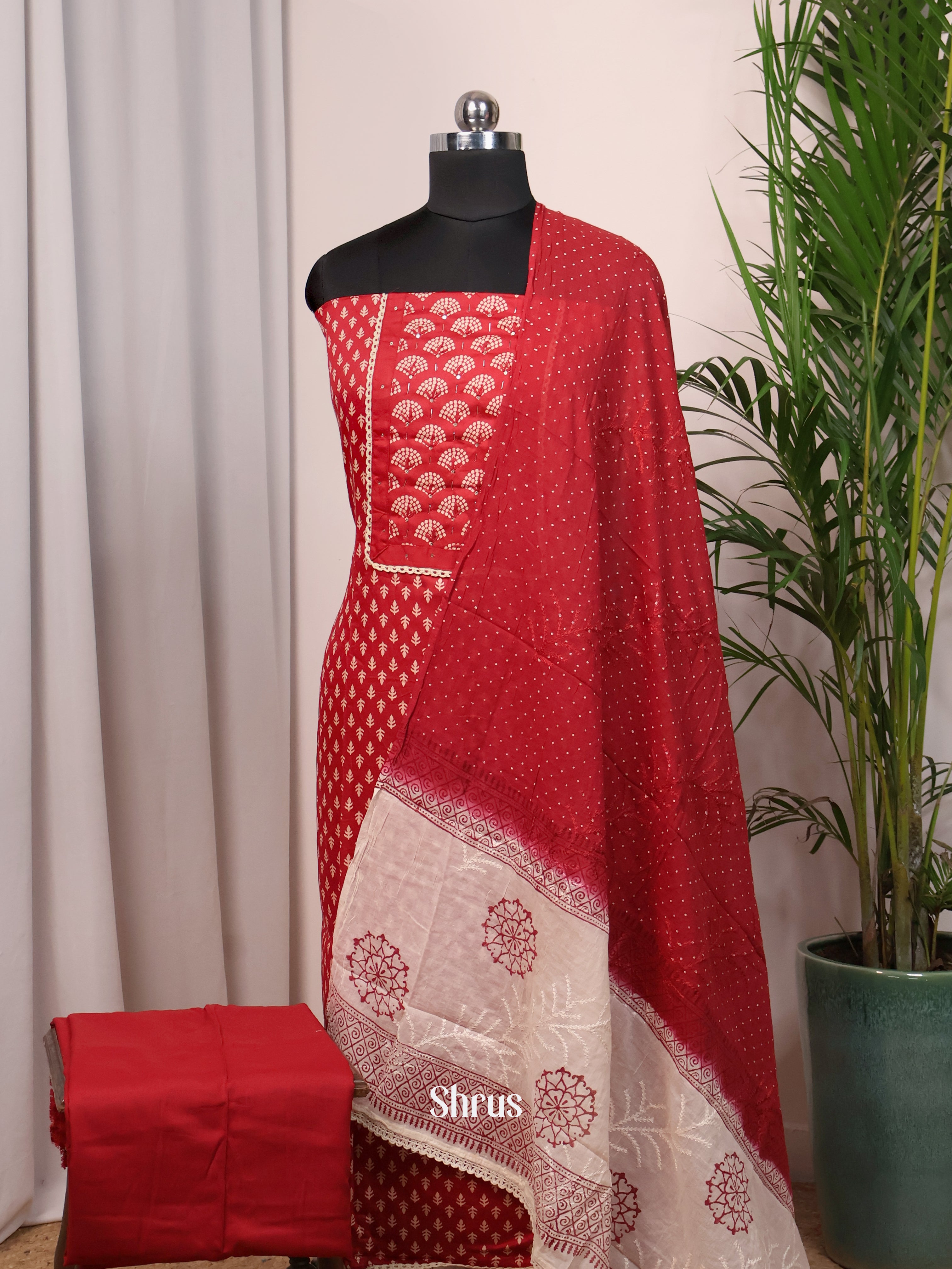 Red - Cotton salwar - Shop on Shrus.com
