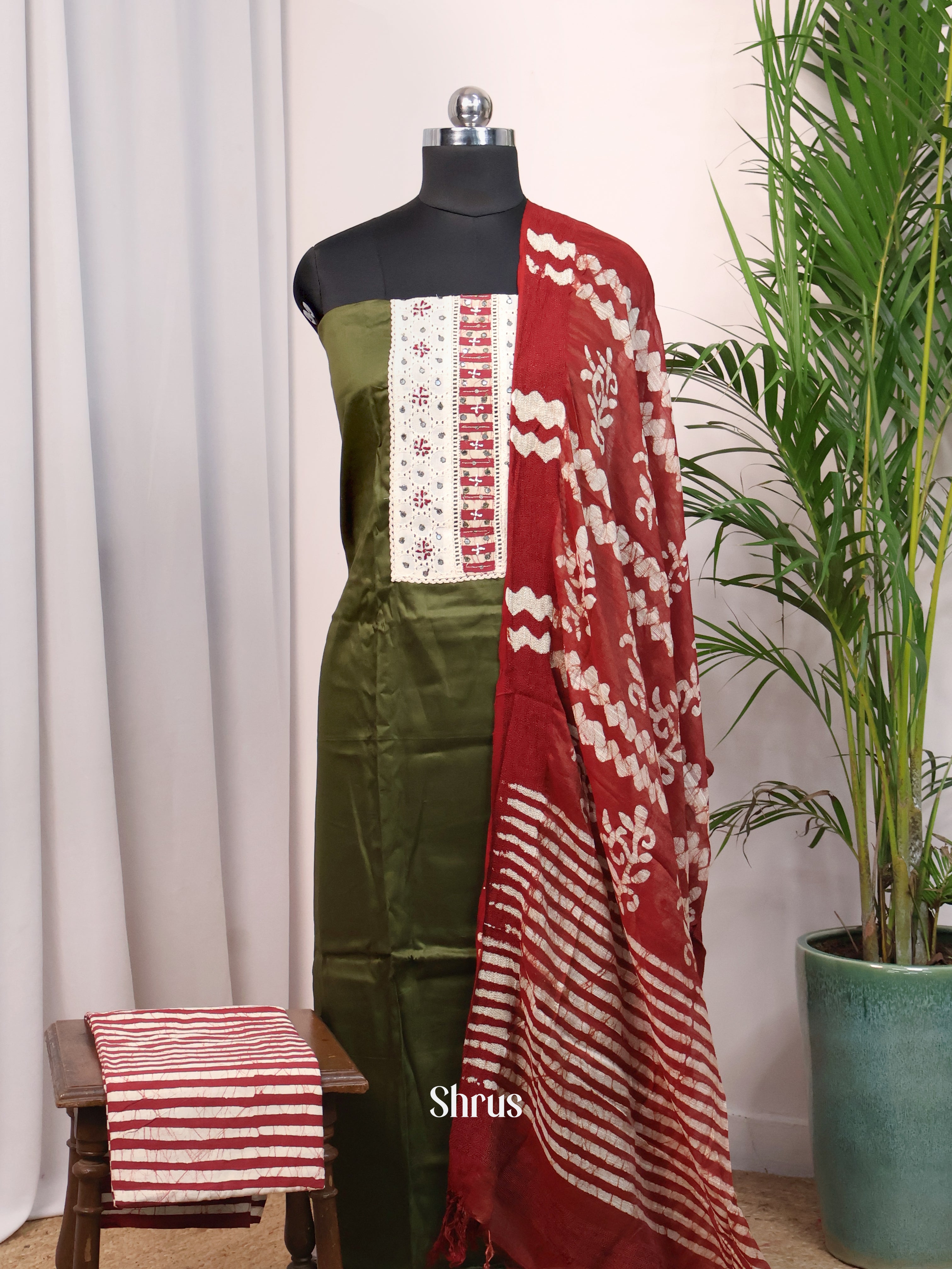 Green & Red - Cotton salwar - Shop on Shrus.com