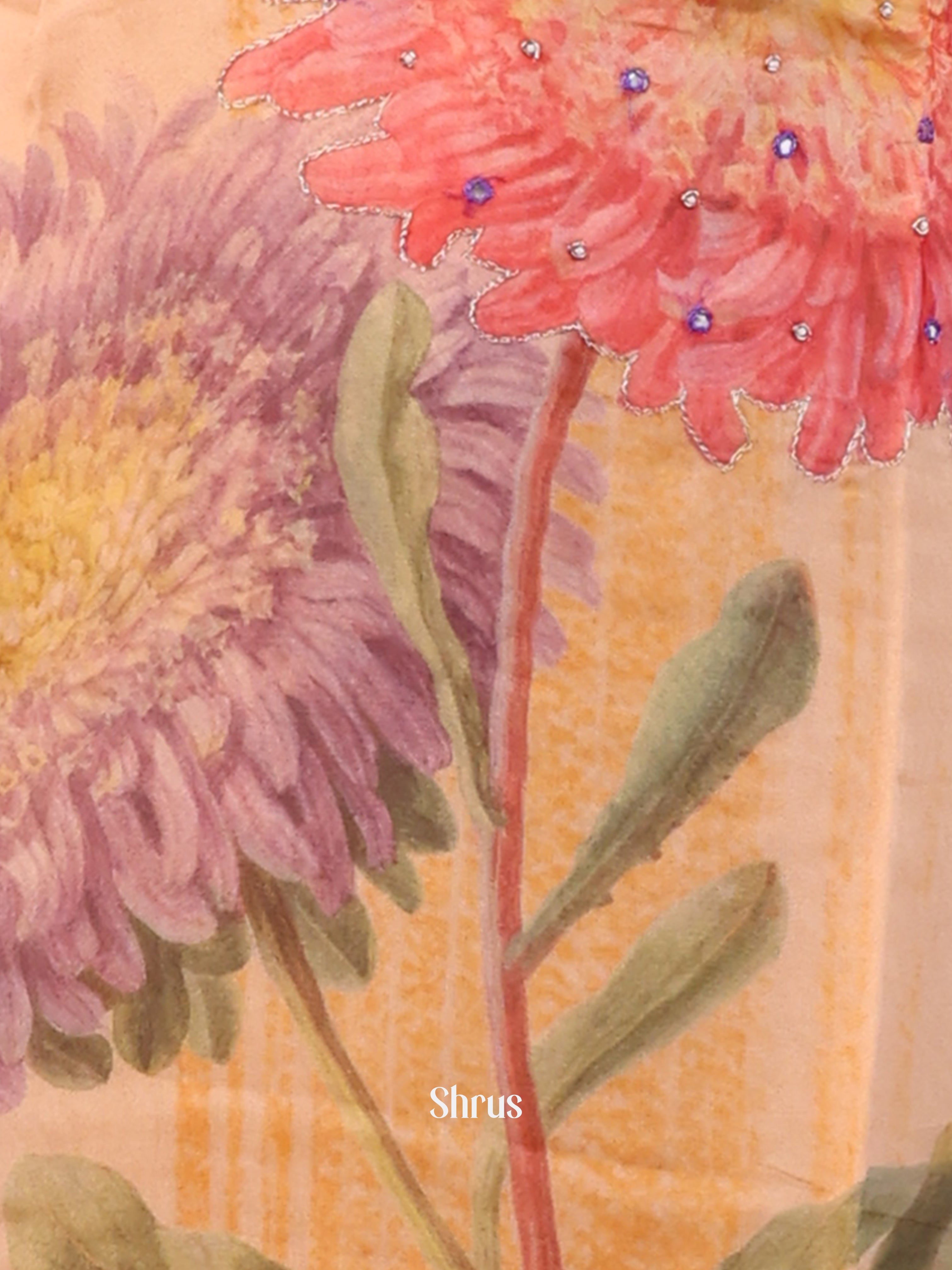 Orange & Purple - 3pc digital printed Readymade Suits - Shop on Shrus.com