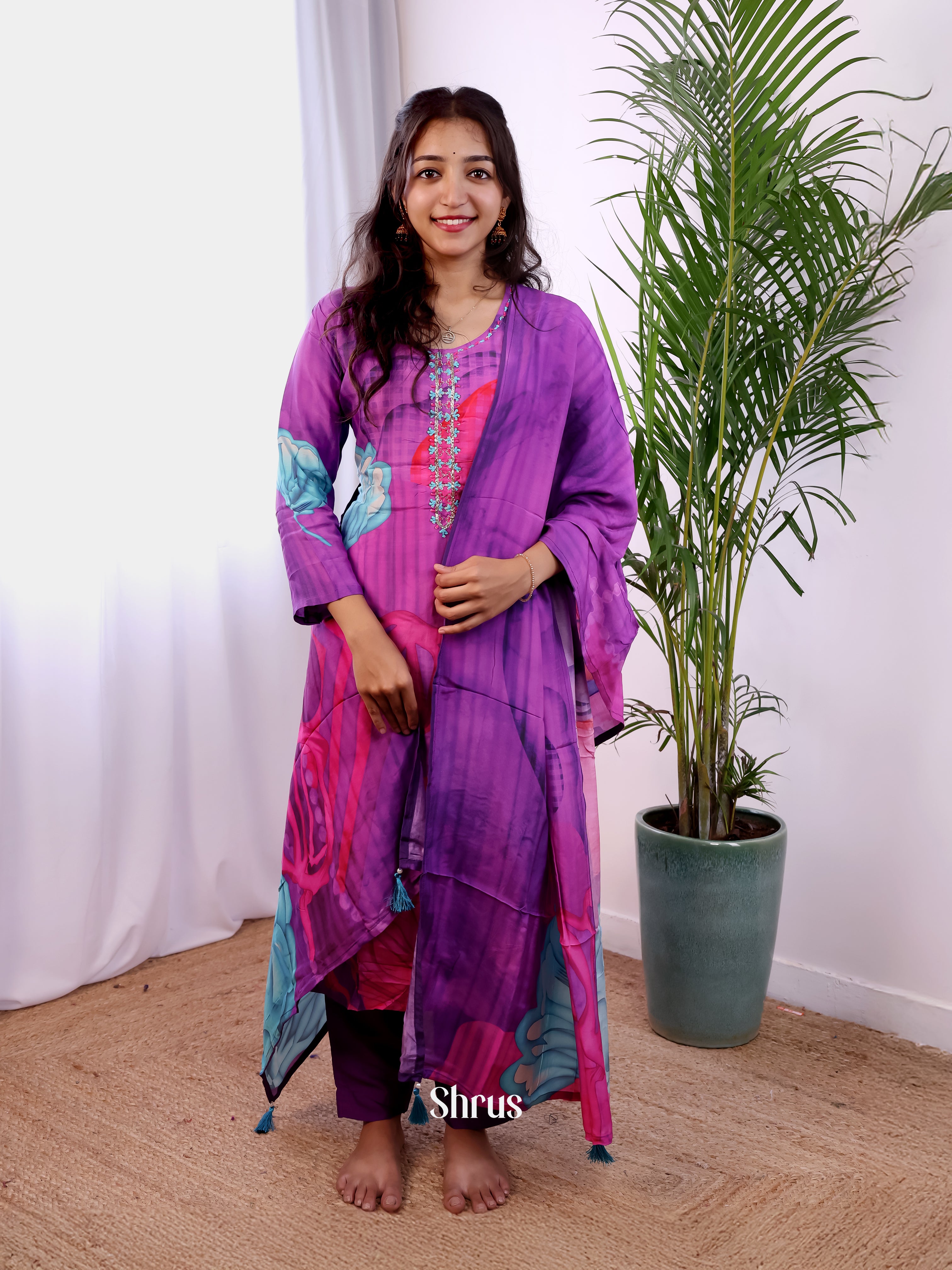 Purple & Pink- Readymade Suits - Shop on Shrus.com