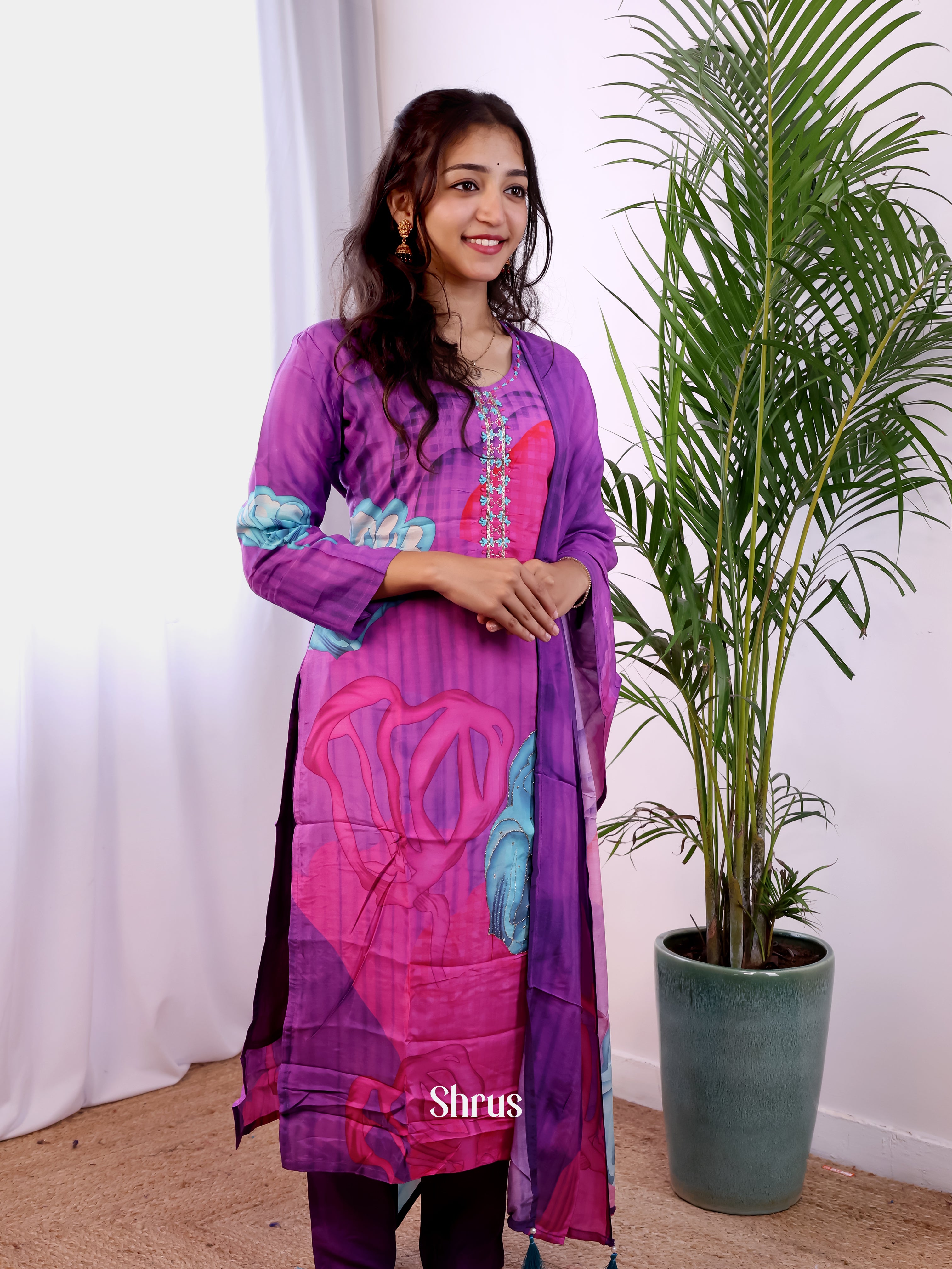 Purple & Pink- Readymade Suits - Shop on Shrus.com