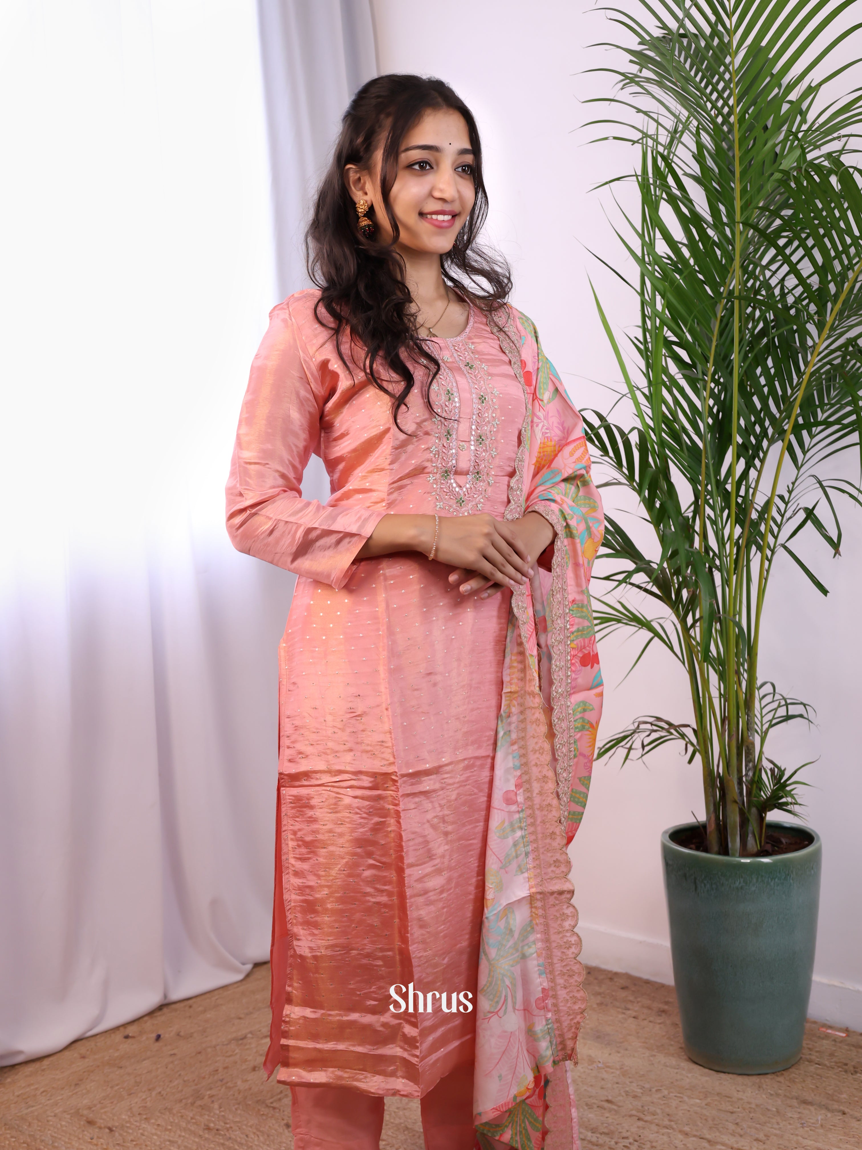 Peachish Pink -3pc Readymade Suits - Shop on Shrus.com