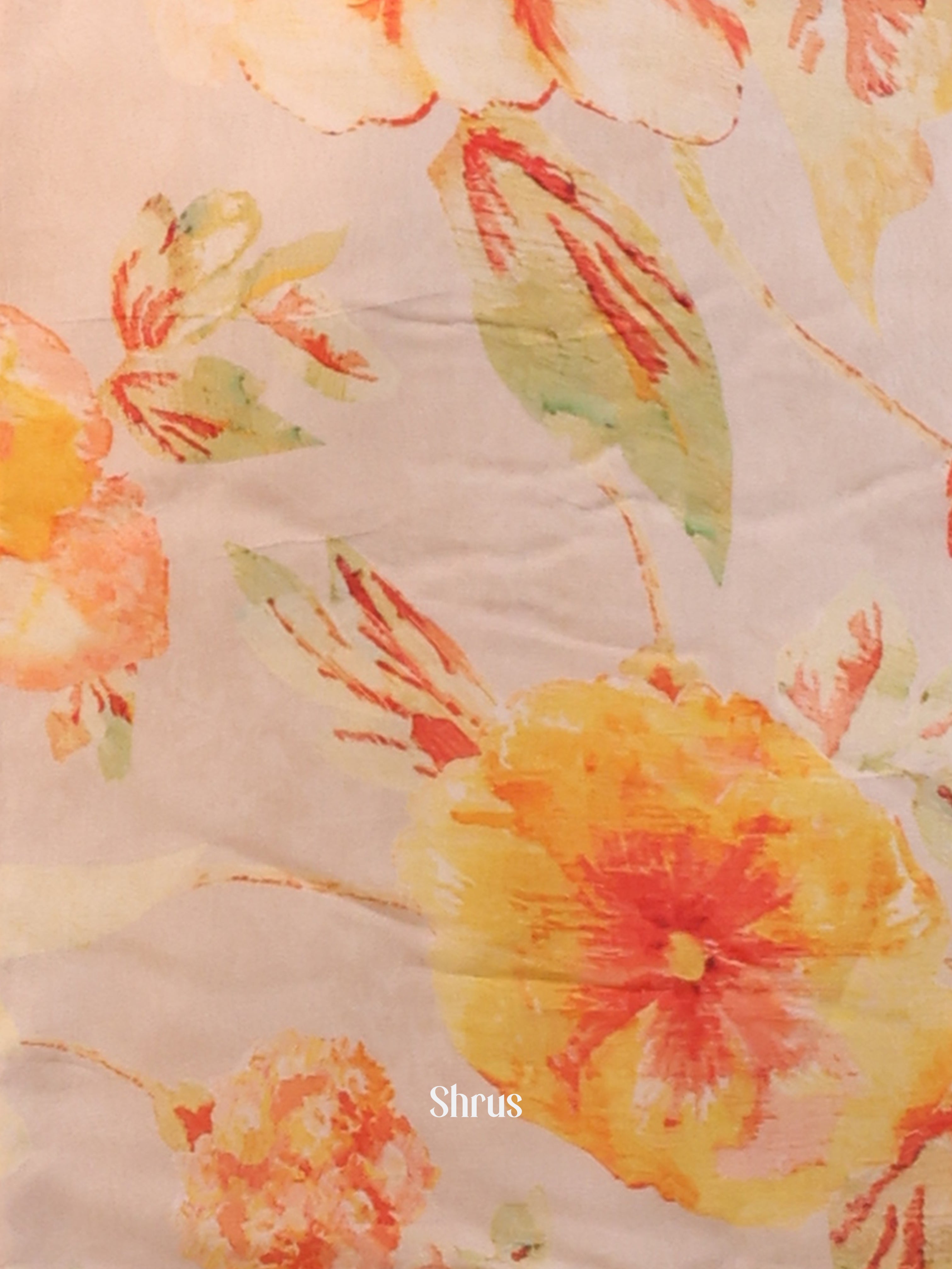 Cream & Orange - Digital printed 3pc Readymade Suits - Shop on Shrus.com