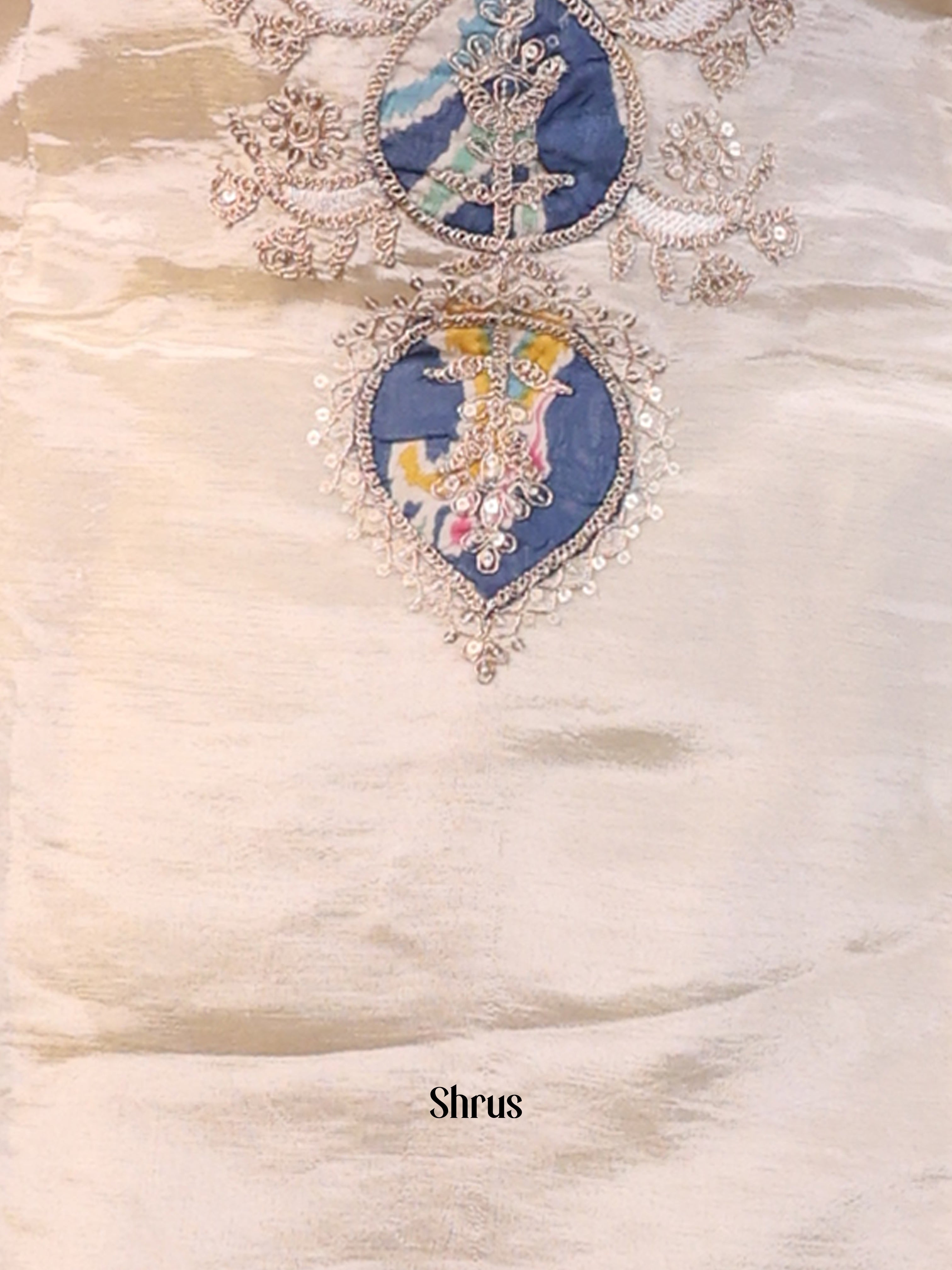 Cream & Blue -3pc Readymade Suits - Shop on Shrus.com