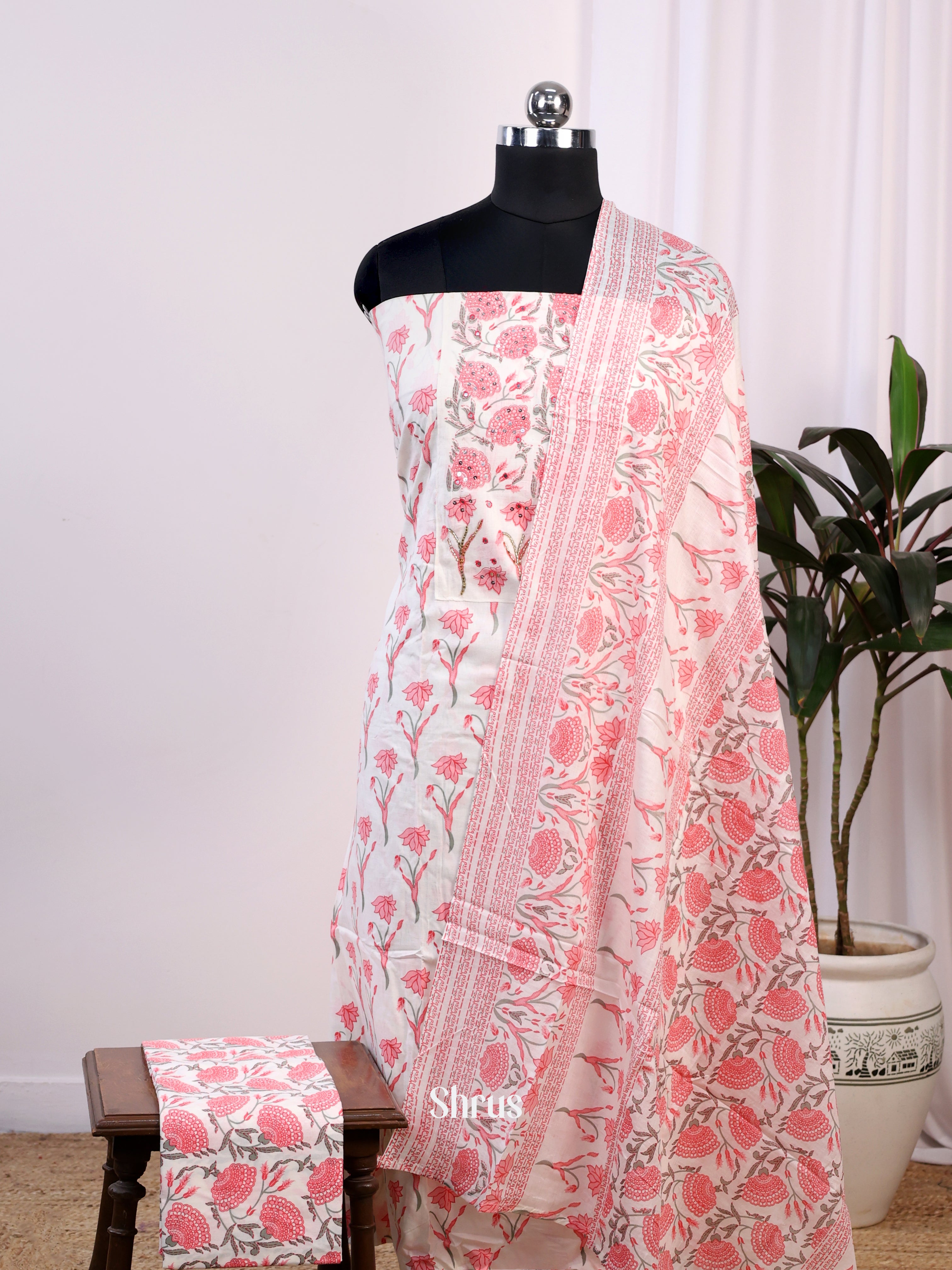 White & Red - Cotton salwar - Shop on Shrus.com