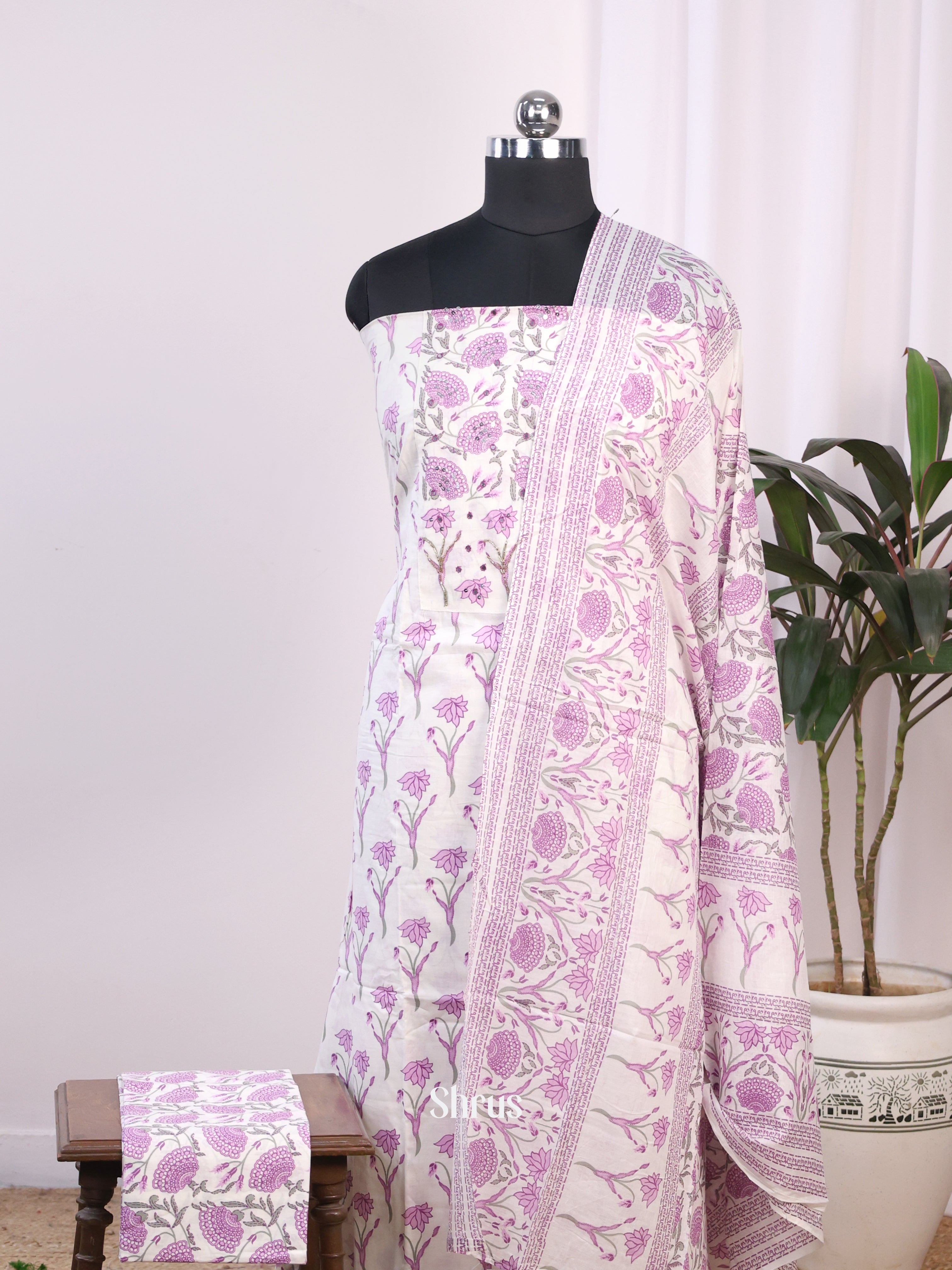 White & Purple- Cotton salwar - Shop on Shrus.com