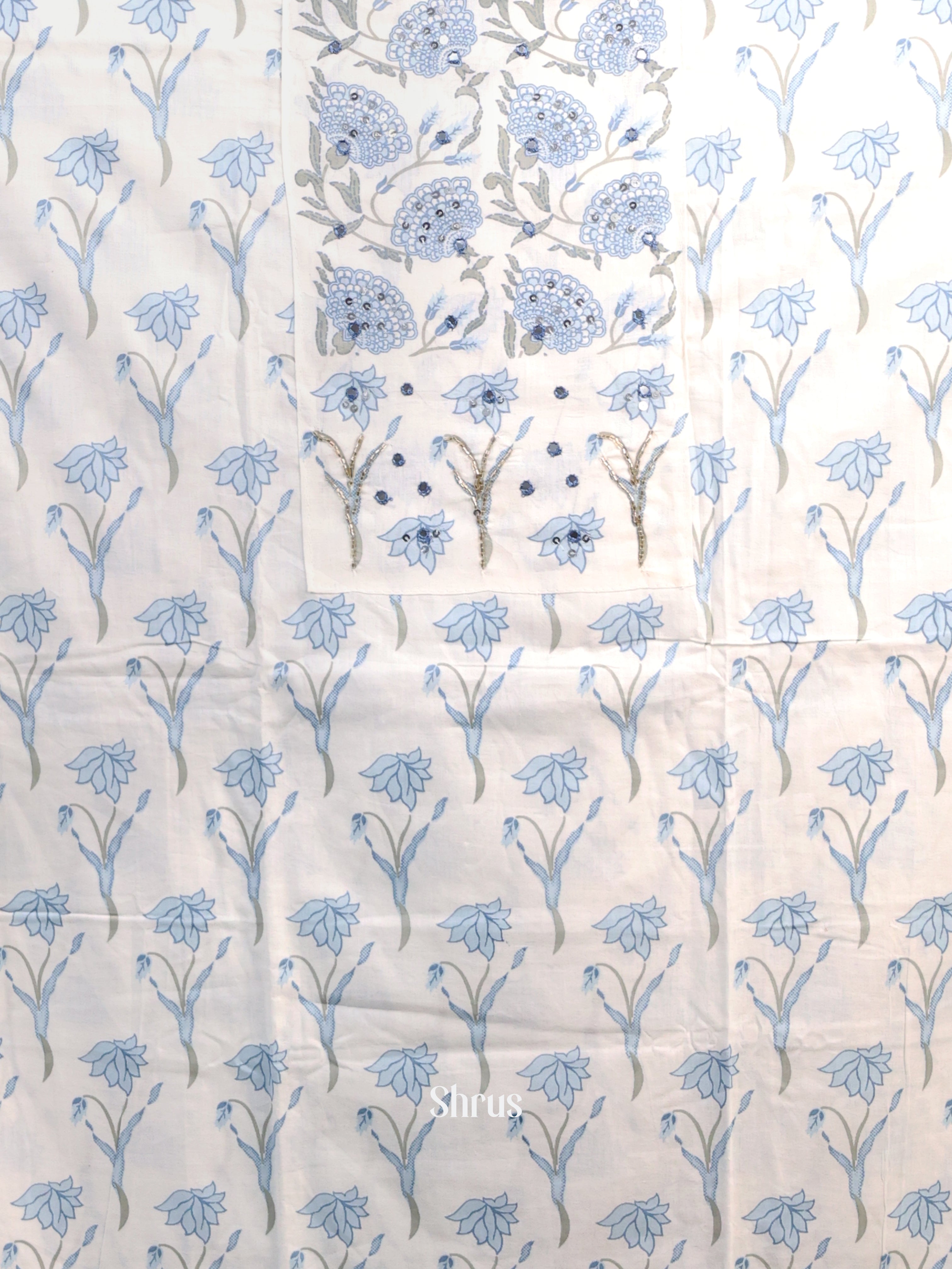 White & blue - Cotton salwar - Shop on Shrus.com