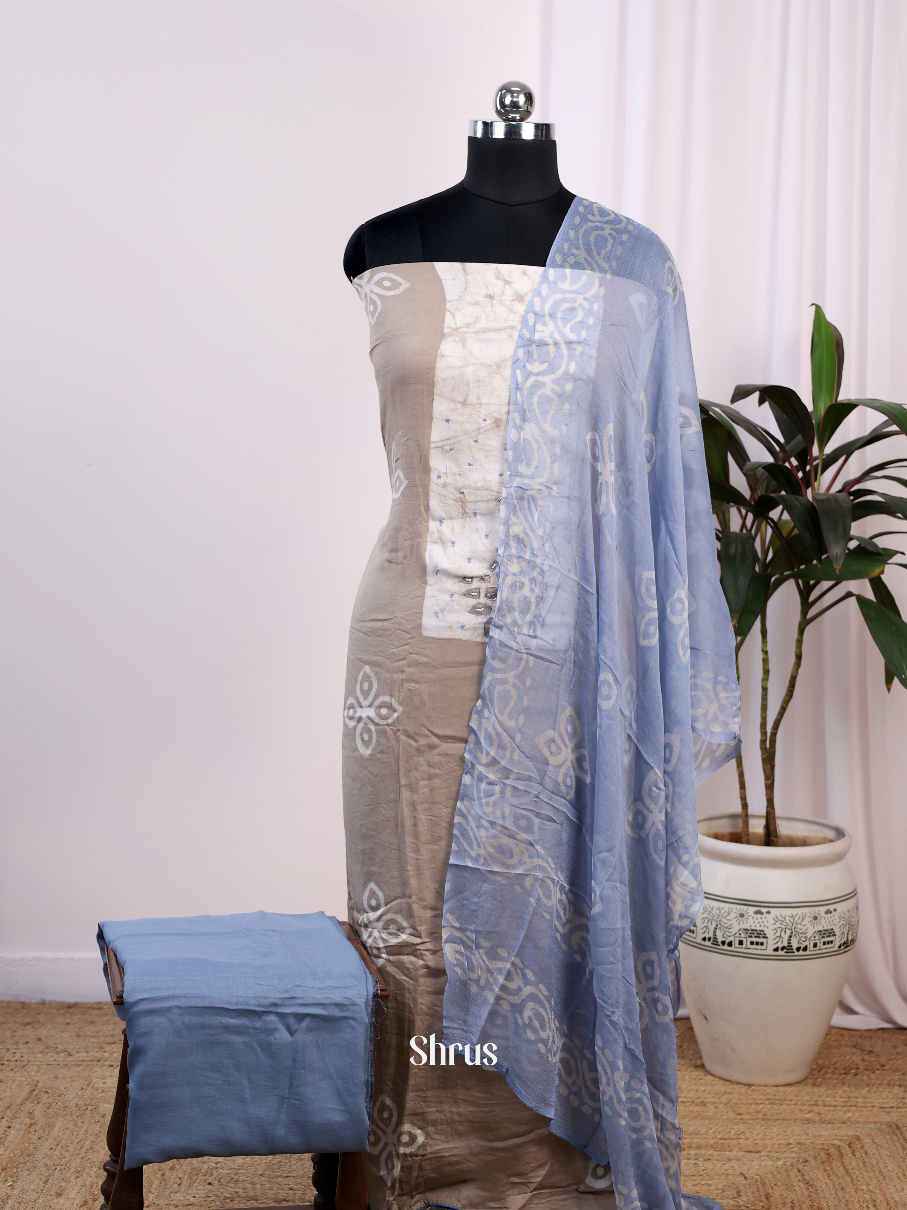 Grey & Blue- Cotton salwar - Shop on Shrus.com
