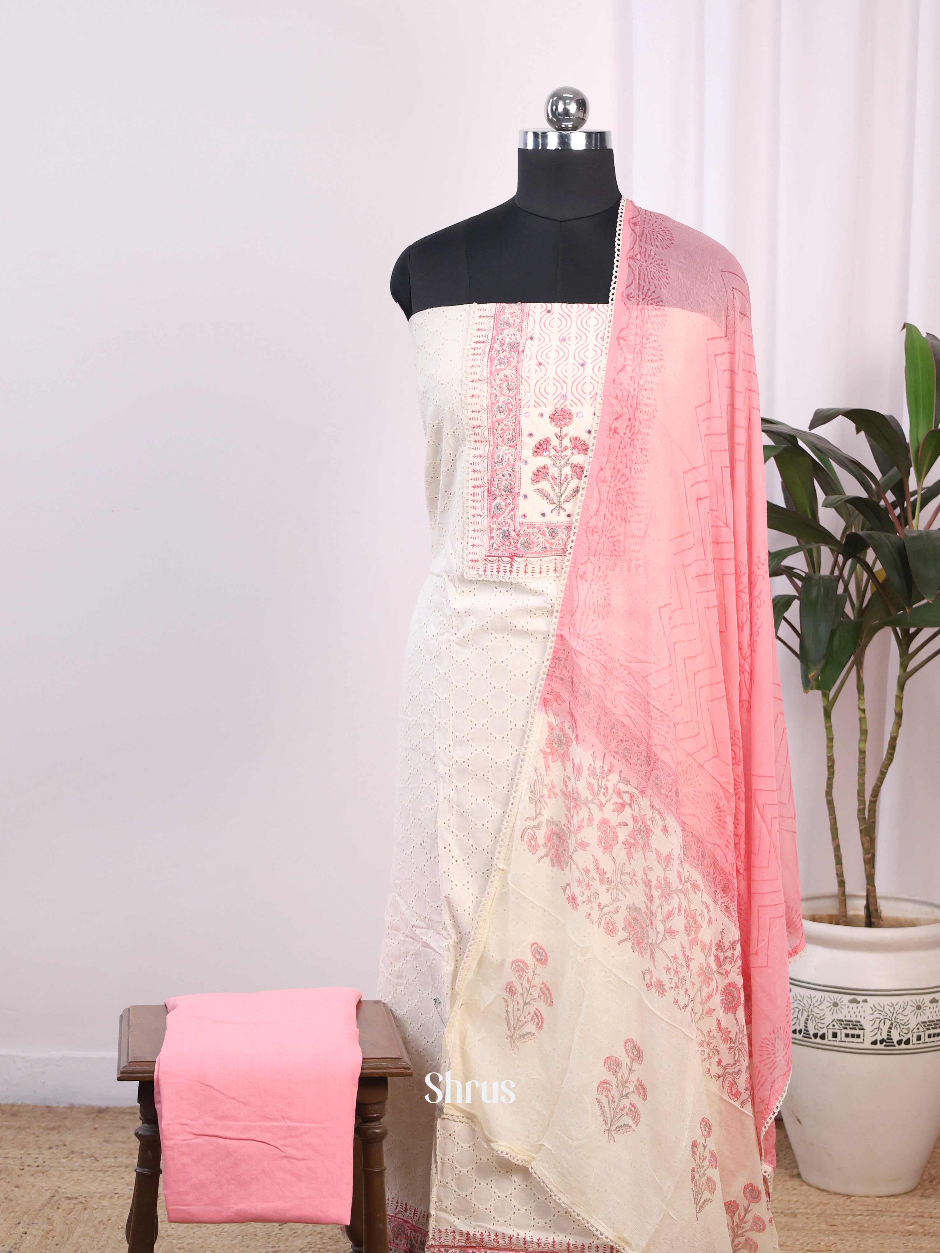 White & Pink - Cotton salwar - Shop on Shrus.com